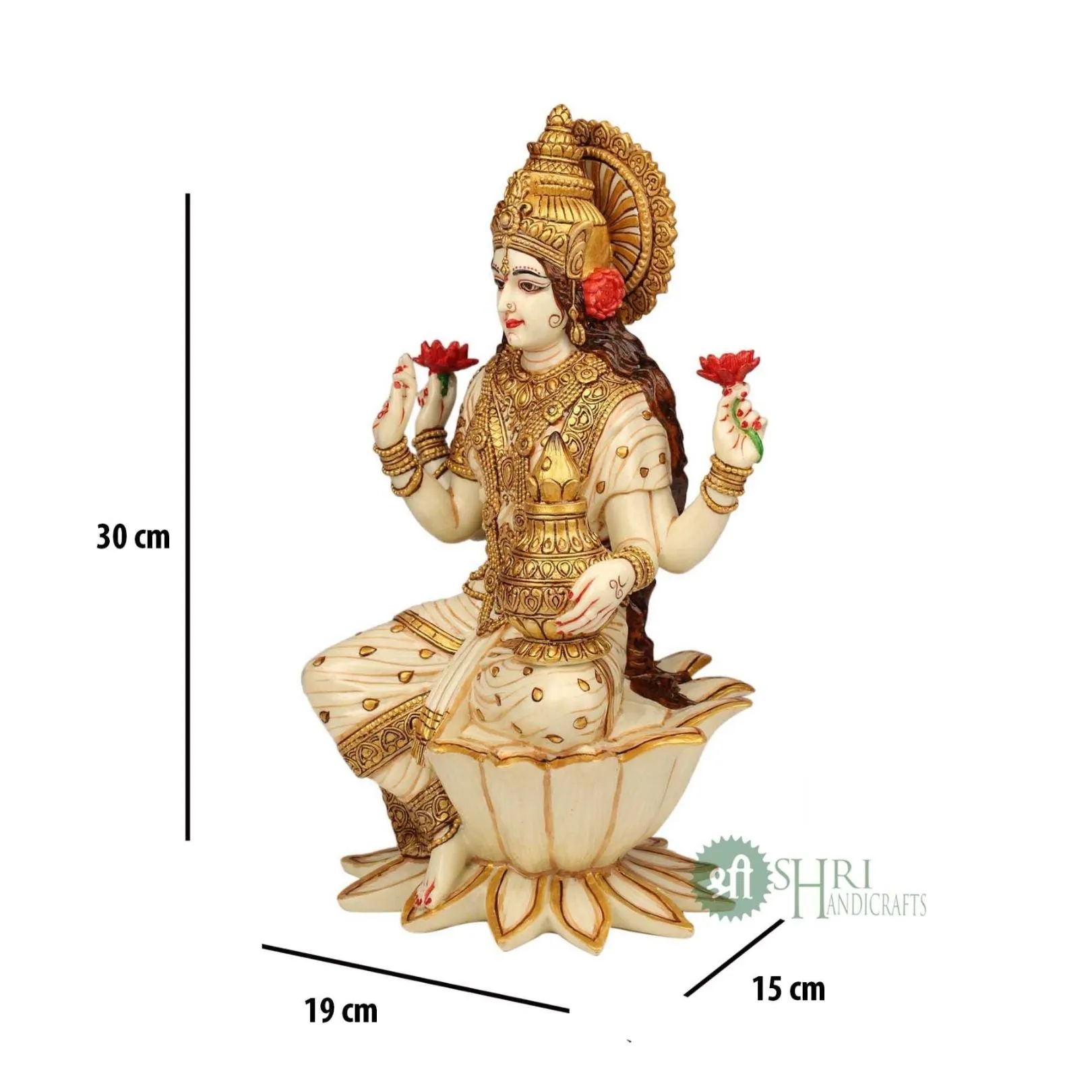 12" LAKSHMI STAUE FINE GOLD PAINTING