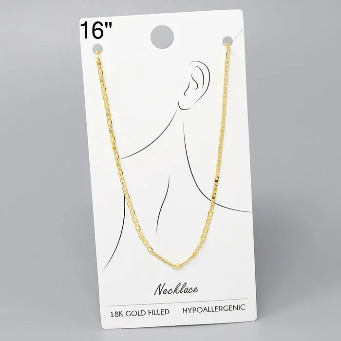 18K Gold Dipped Mariner Chain Necklace - 16"