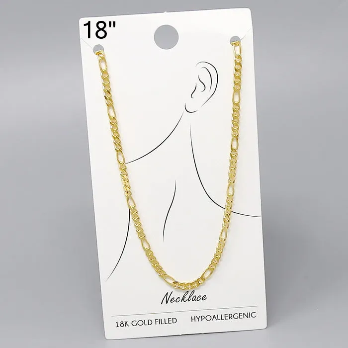 18K Gold Filled Figaro Chain Necklace - 18"