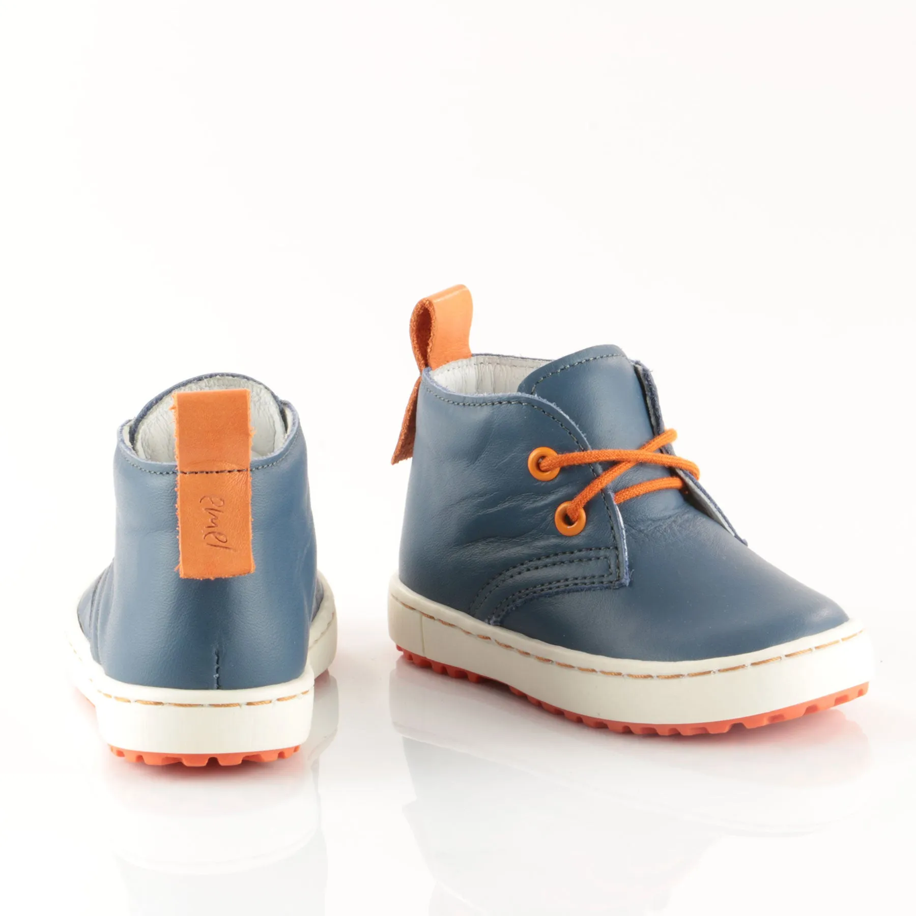 (2150-3/2242-3) Navy Orange Lace Up Trainers