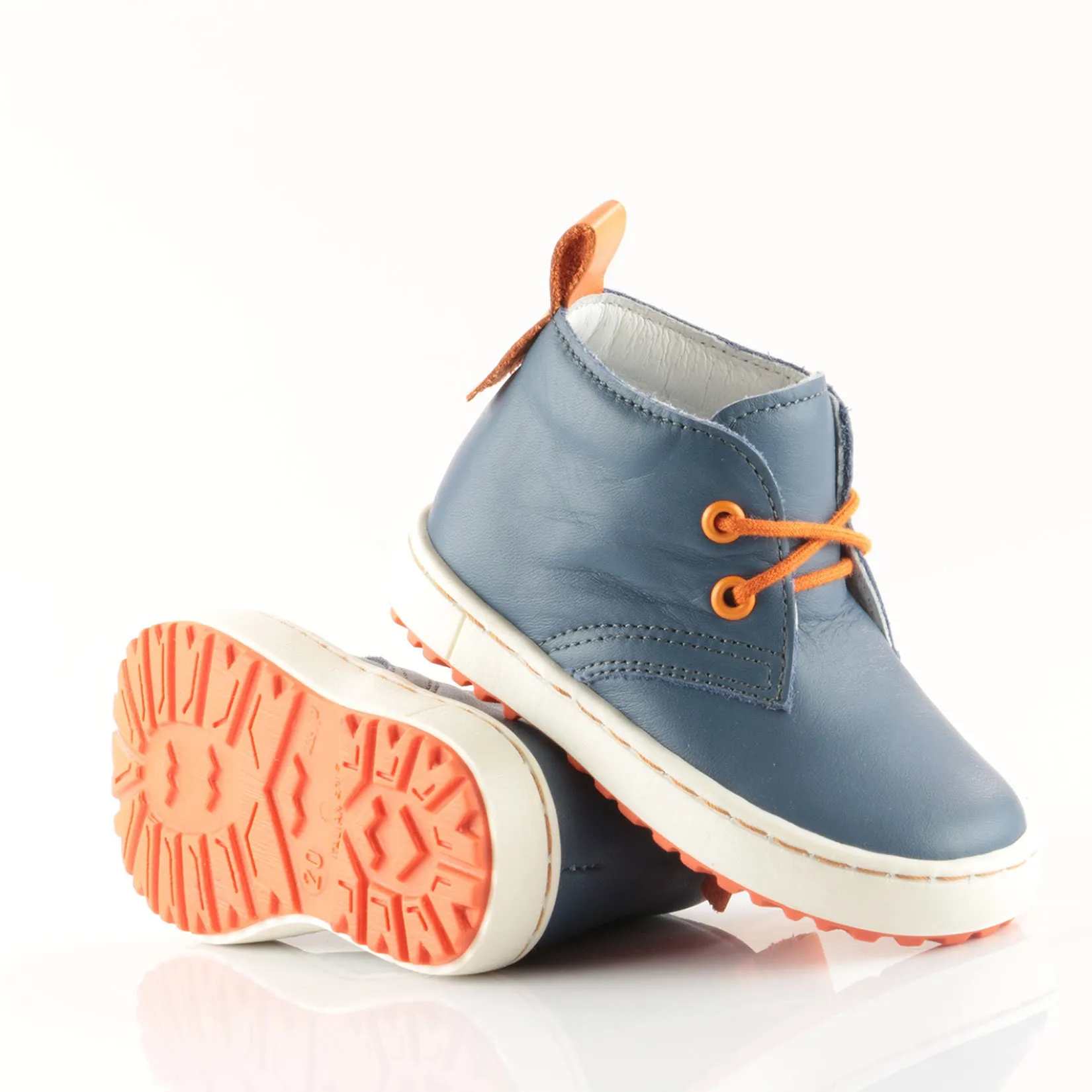 (2150-3/2242-3) Navy Orange Lace Up Trainers