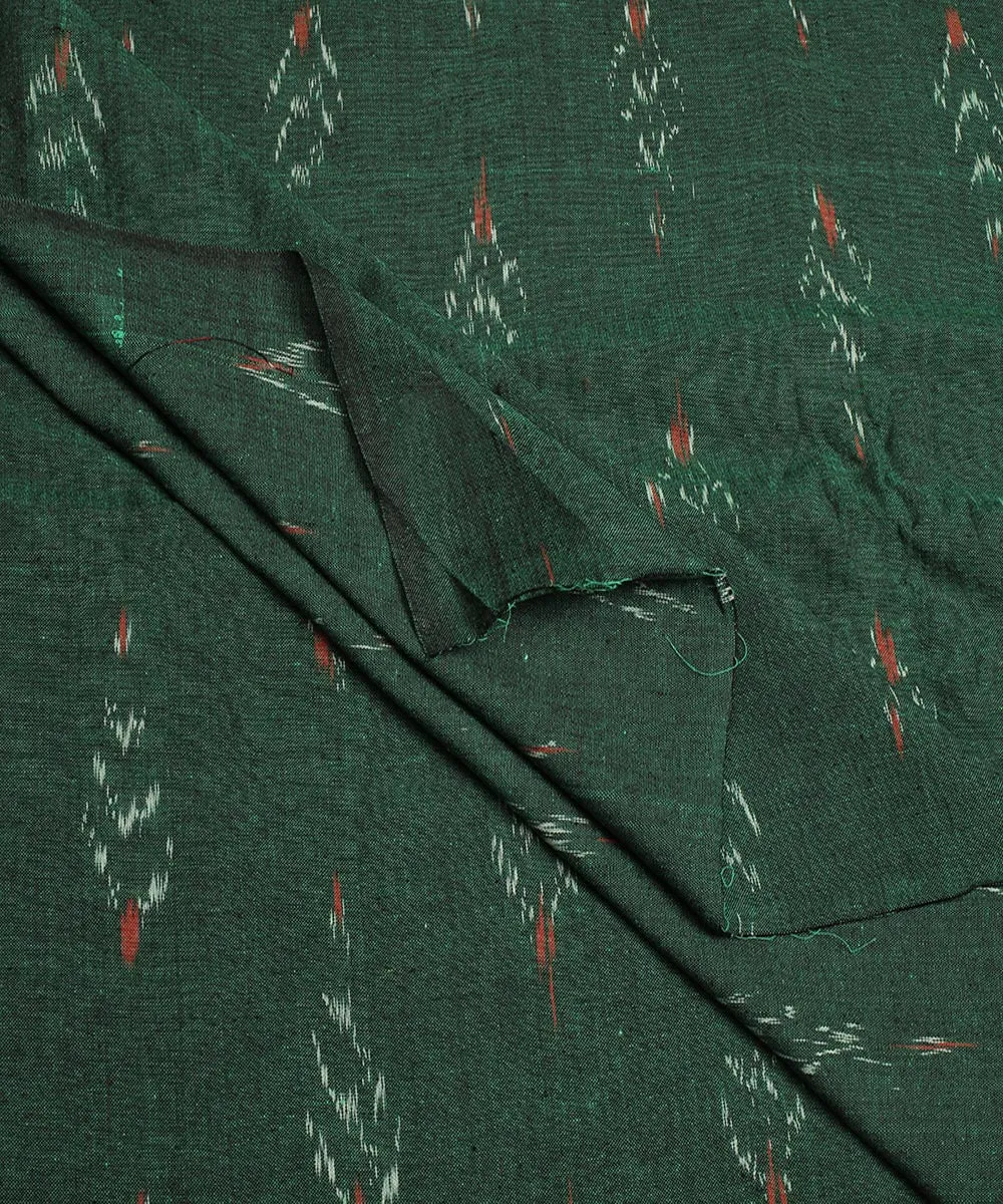 2.5 m Dark green cotton handloom pochampally ikat fabric