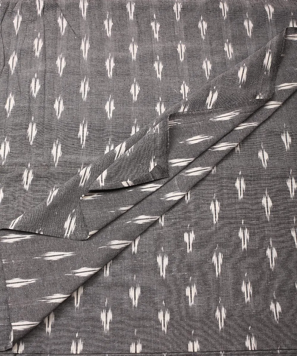 2.5 m Grey handloom pochampally cotton ikat fabric