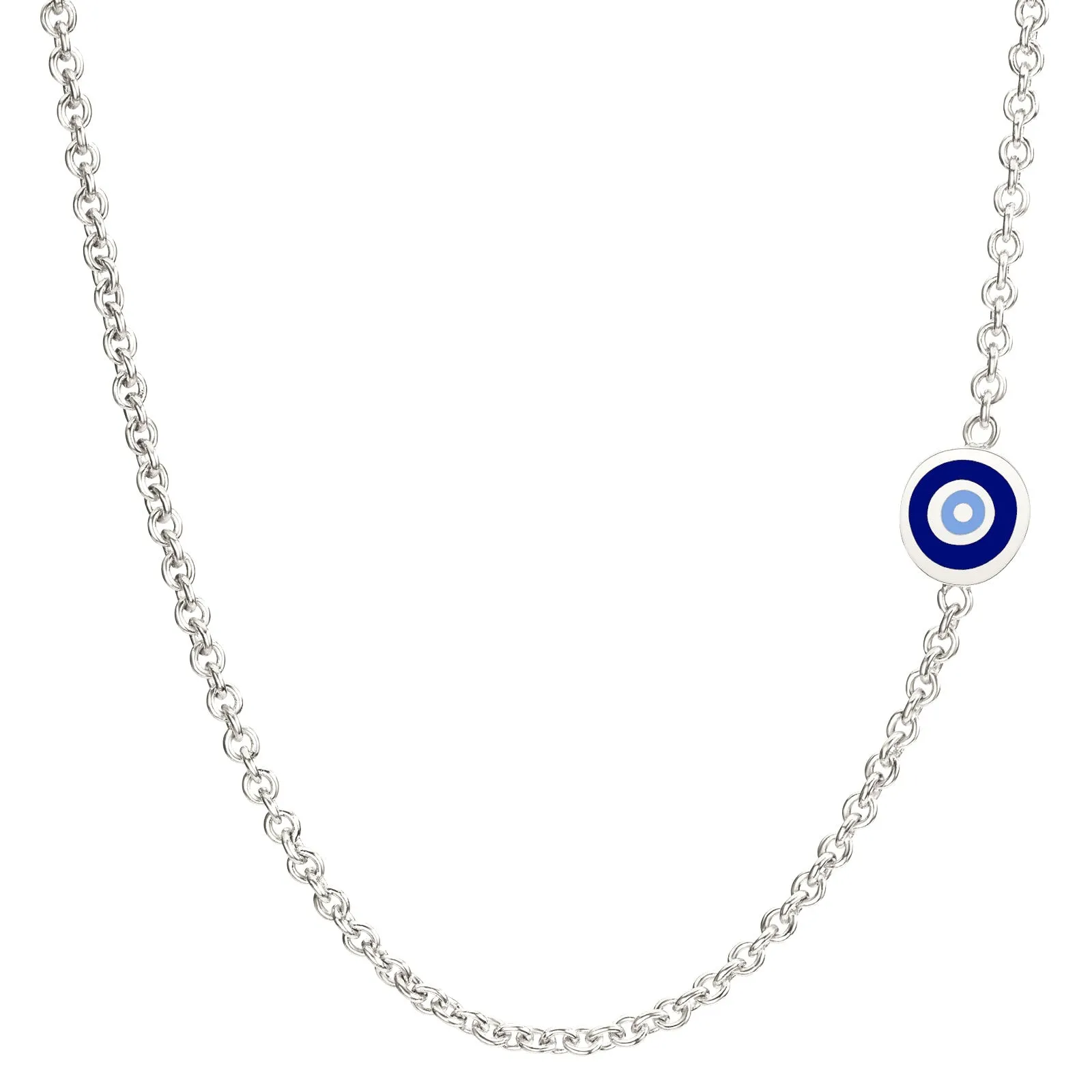 2mm Silver Enamel Evil Eye Chain