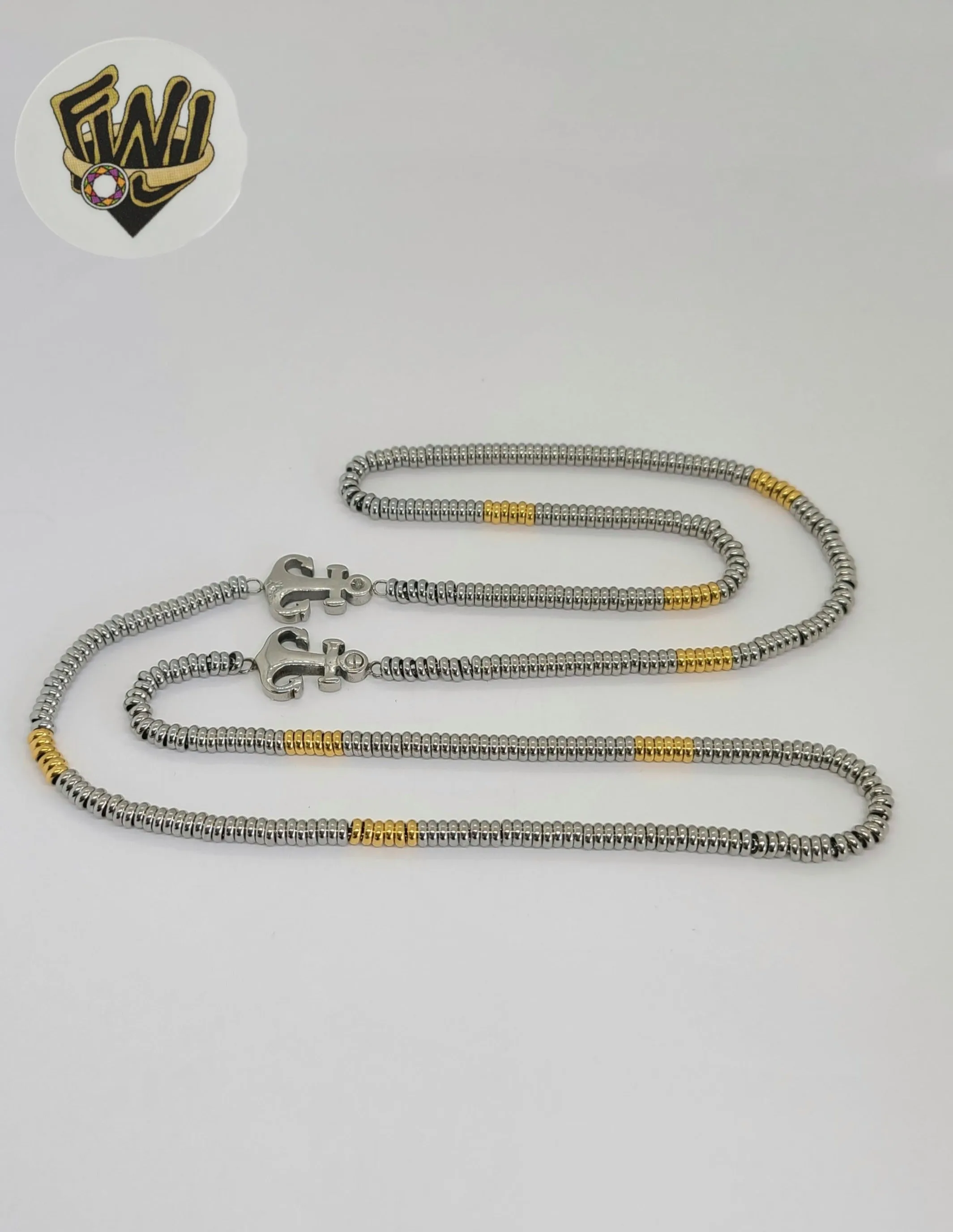 (4-7102) Stainless Steel - 4mm Two Tones Link Necklace - 26.