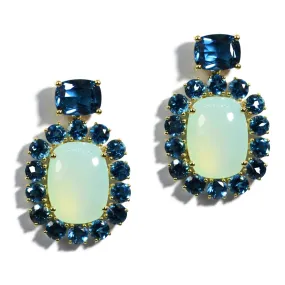 A & Furst - Sole - Drop Earrings with Green Aqua Chalcedony and London Blue Topaz, 18k Yellow Gold