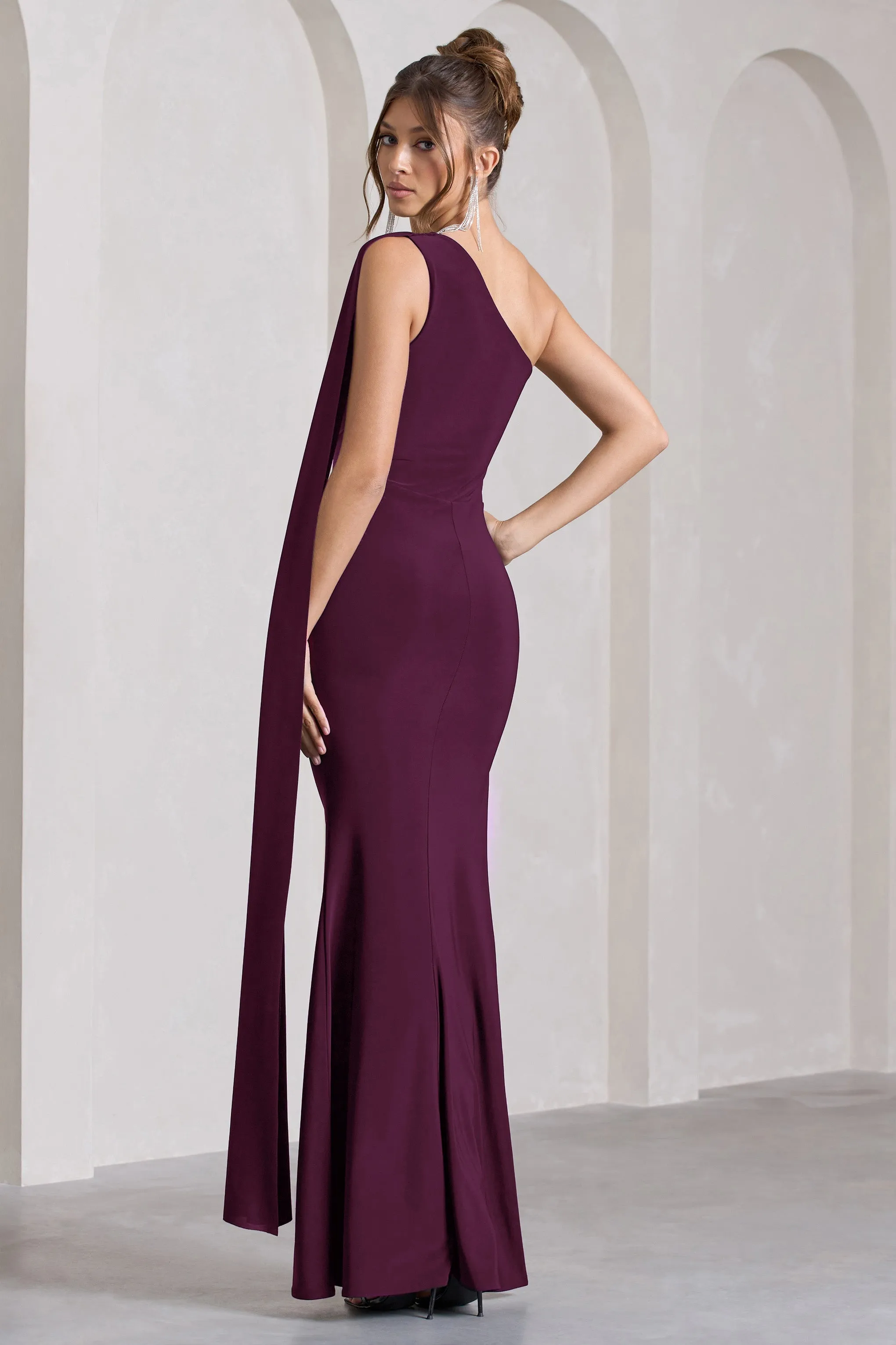 Adelaide | Plum Asymmetric Sleeveless Split Maxi Dress