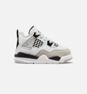 Air Jordan 4 Retro Military Black Infant Toddler Lifestyle Shoe - White/Black Free Shipping