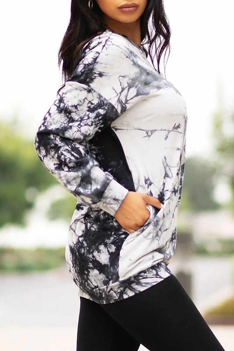 Alissa Sweater/Dress Tie Dye Black/White