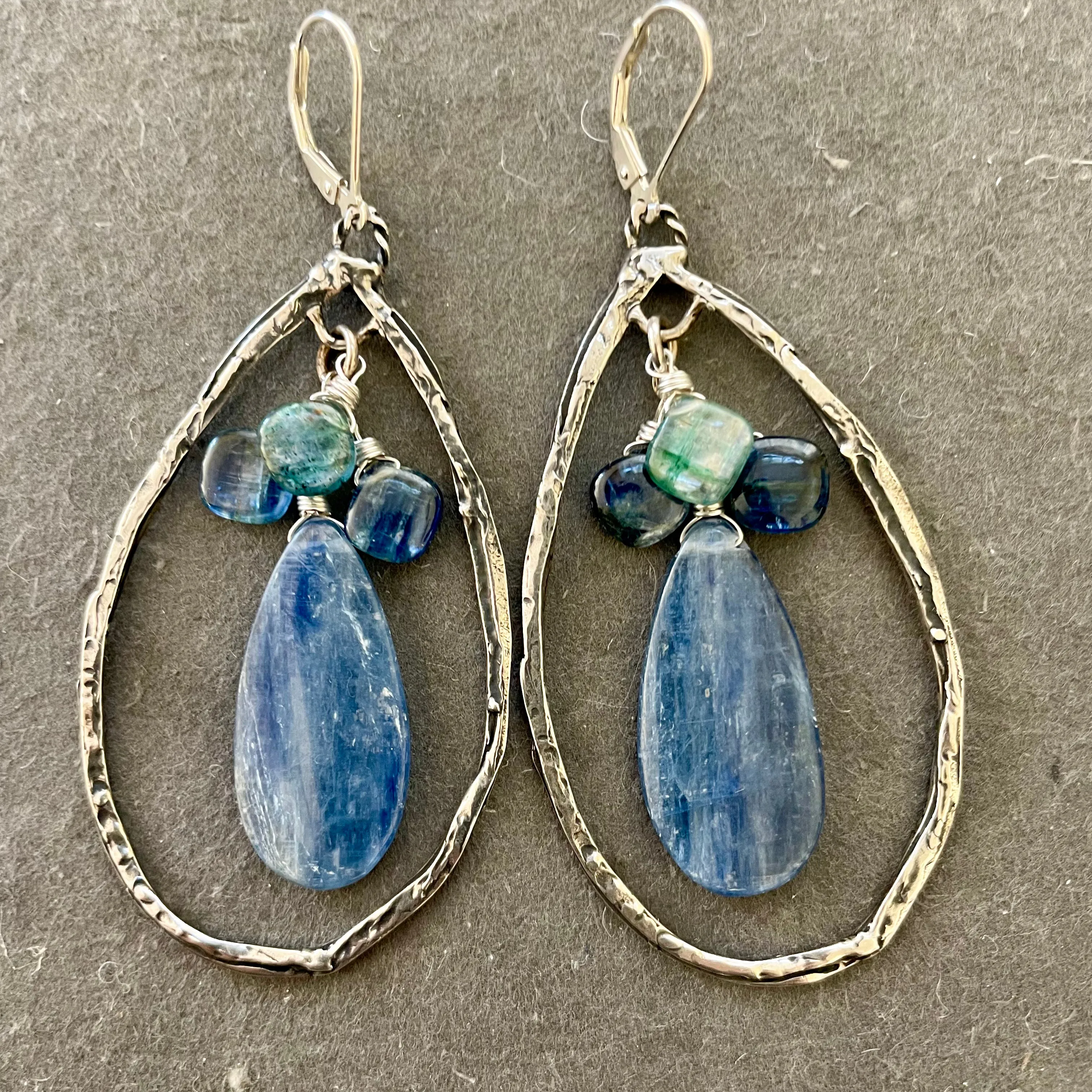 Artisanal Sterling Silver Kyanite Earrings, OOAK