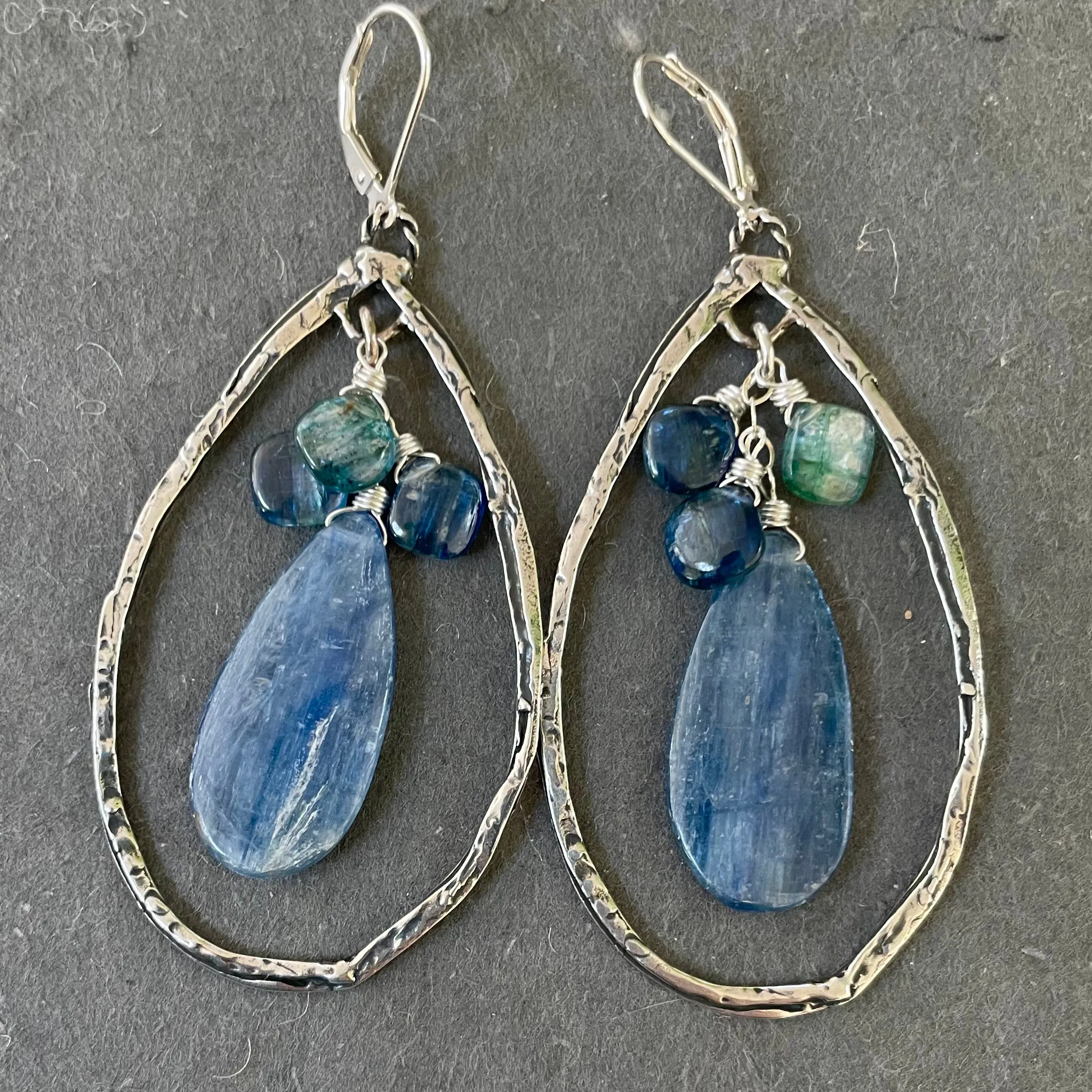 Artisanal Sterling Silver Kyanite Earrings, OOAK