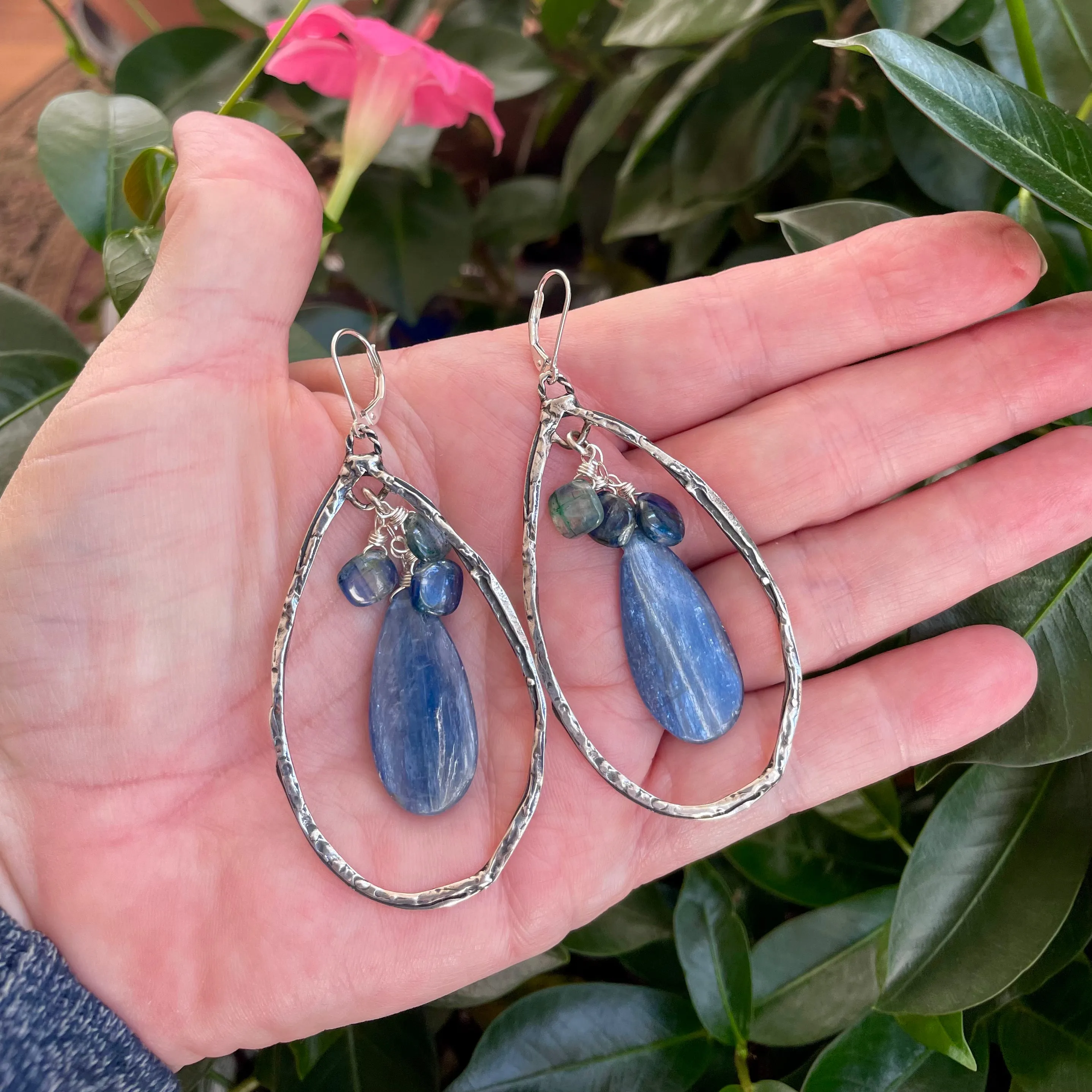 Artisanal Sterling Silver Kyanite Earrings, OOAK