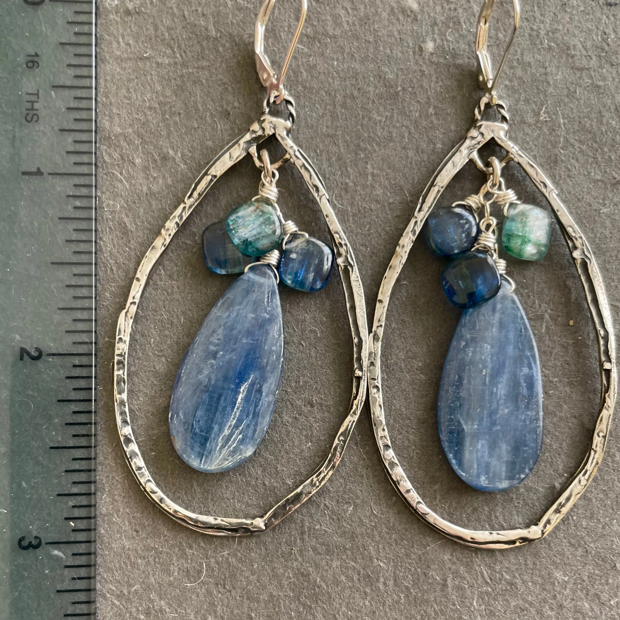 Artisanal Sterling Silver Kyanite Earrings, OOAK