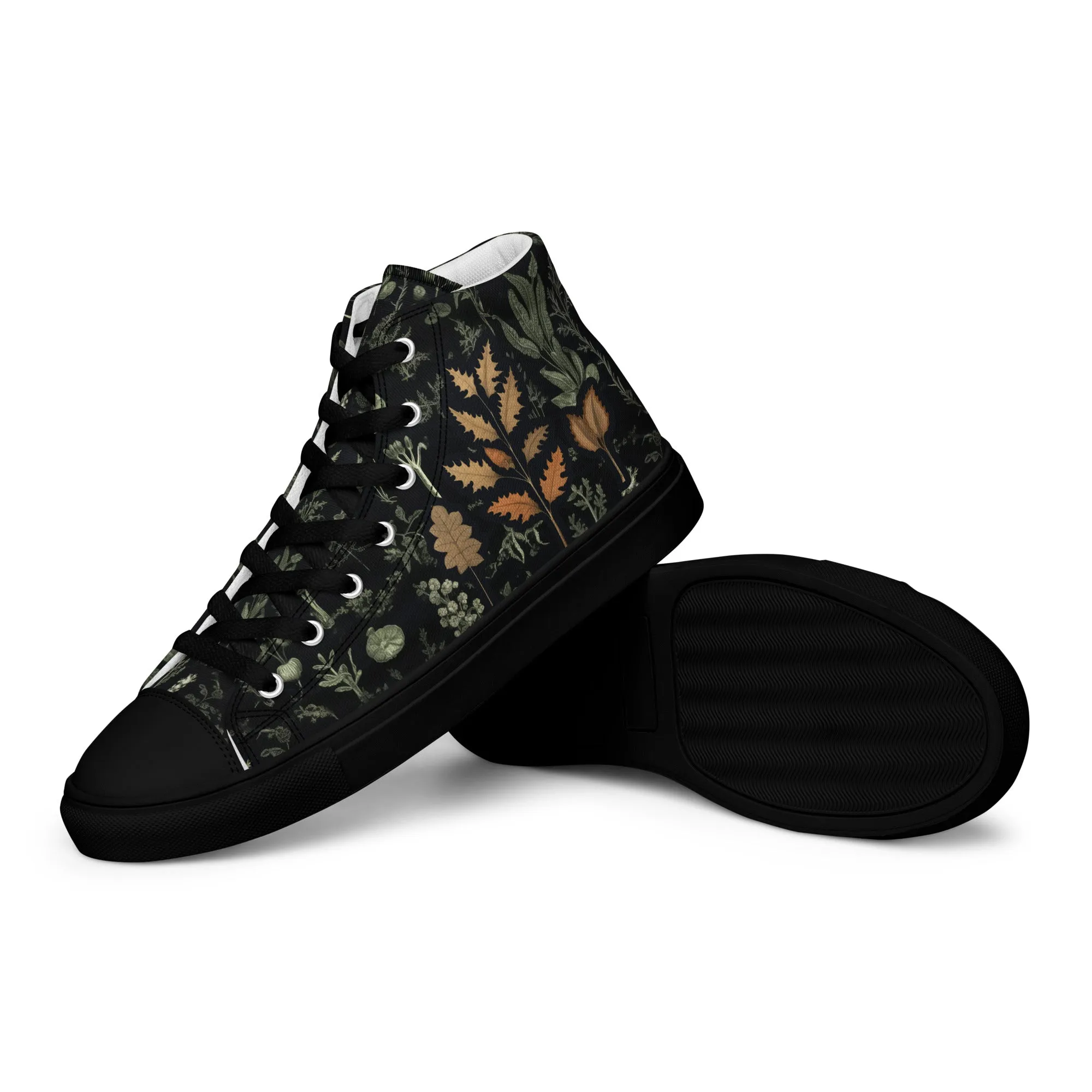 Autumn Memoir Women’s High Top Shoes - Vegan Botanical Sneakers for women - Comfortable Goth Trainers - Witchy Grunge Occult Fashion