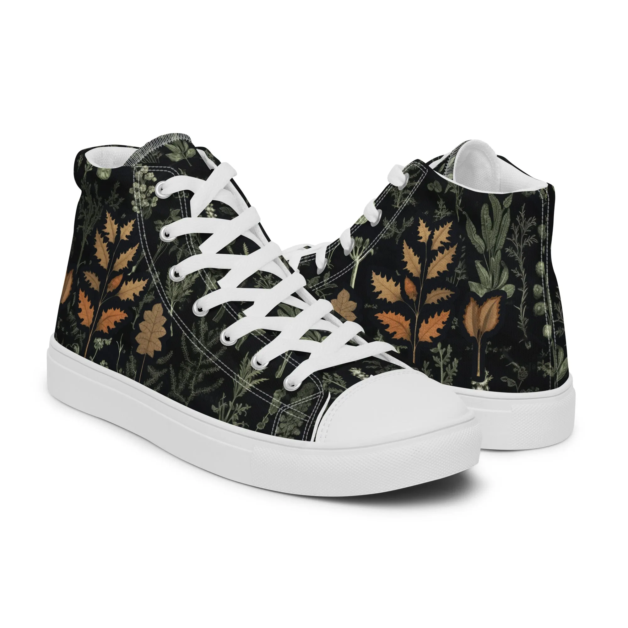 Autumn Memoir Women’s High Top Shoes - Vegan Botanical Sneakers for women - Comfortable Goth Trainers - Witchy Grunge Occult Fashion