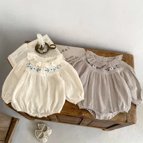 Baby Girls Solid Color Embroidered Rompers Wholesale 230828280