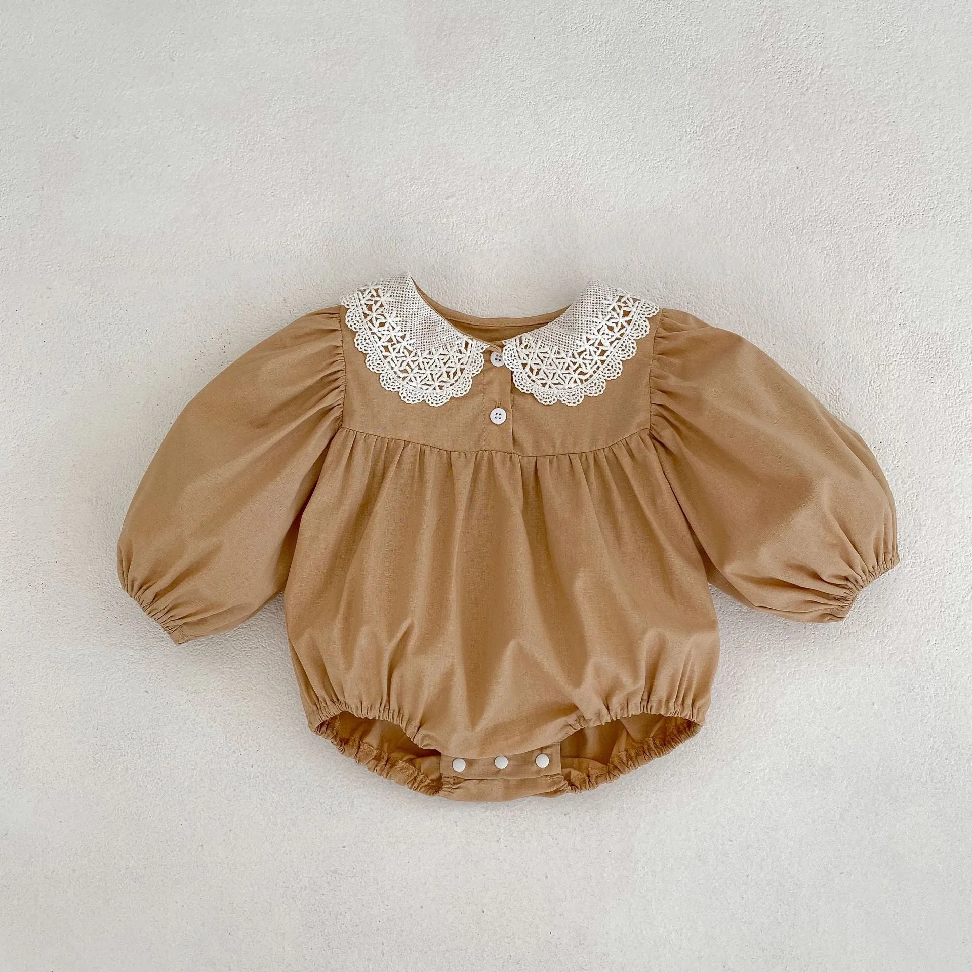 Baby Girls Solid Color Rompers Wholesale 23082869