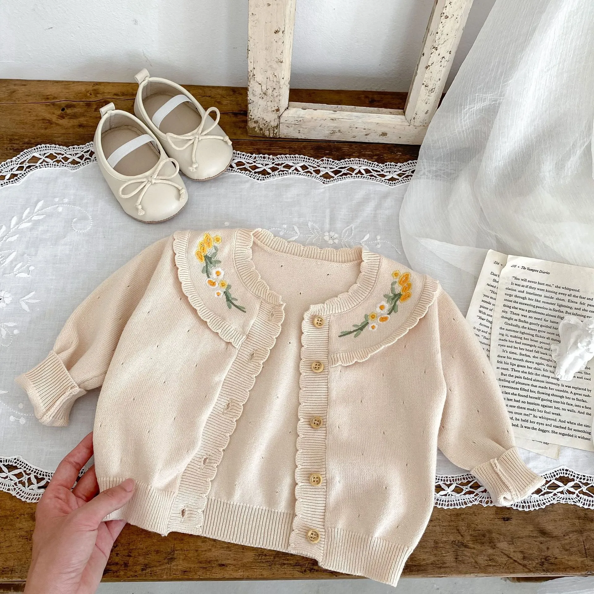 Baby Kid Girls Flower Embroidered Cardigan Wholesale 23082859