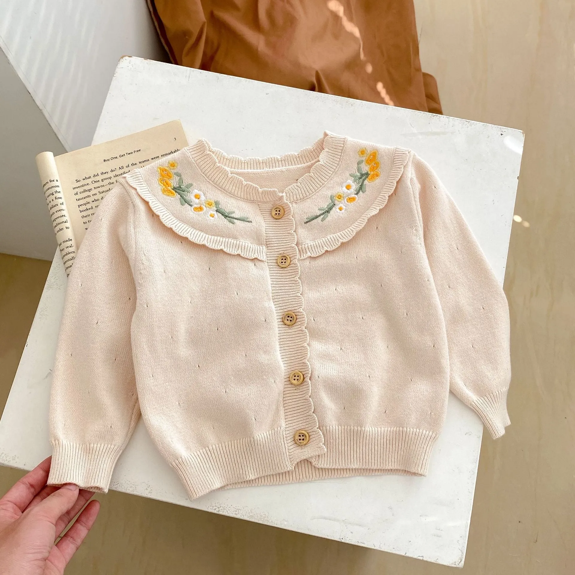 Baby Kid Girls Flower Embroidered Cardigan Wholesale 23082859