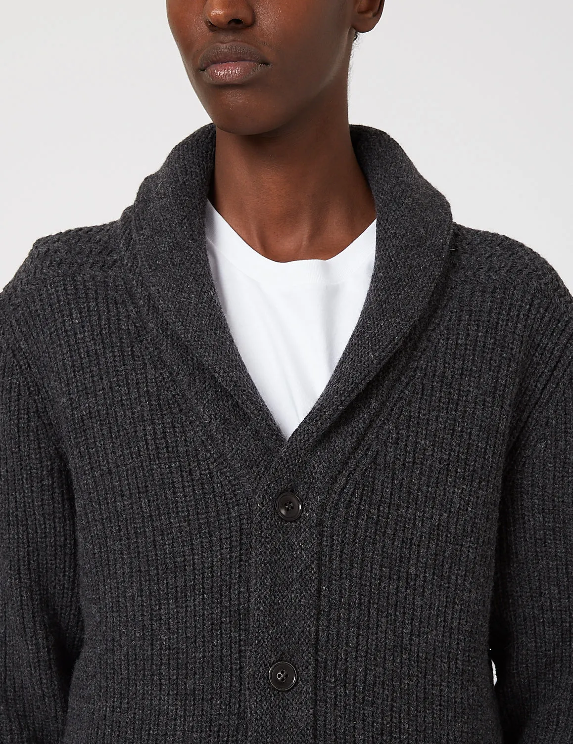 Barbour Findlay Button Through Shawl Sweater - Charcoal