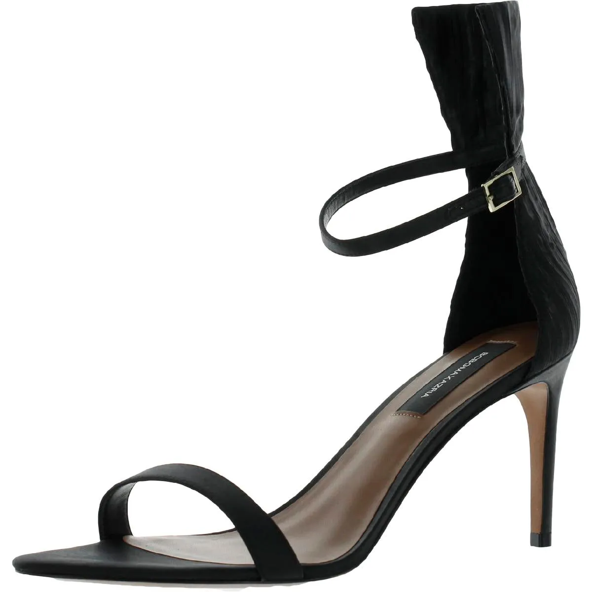 BCBGMAXAZRIA Womens Tara Satin Pleated Dress Sandals