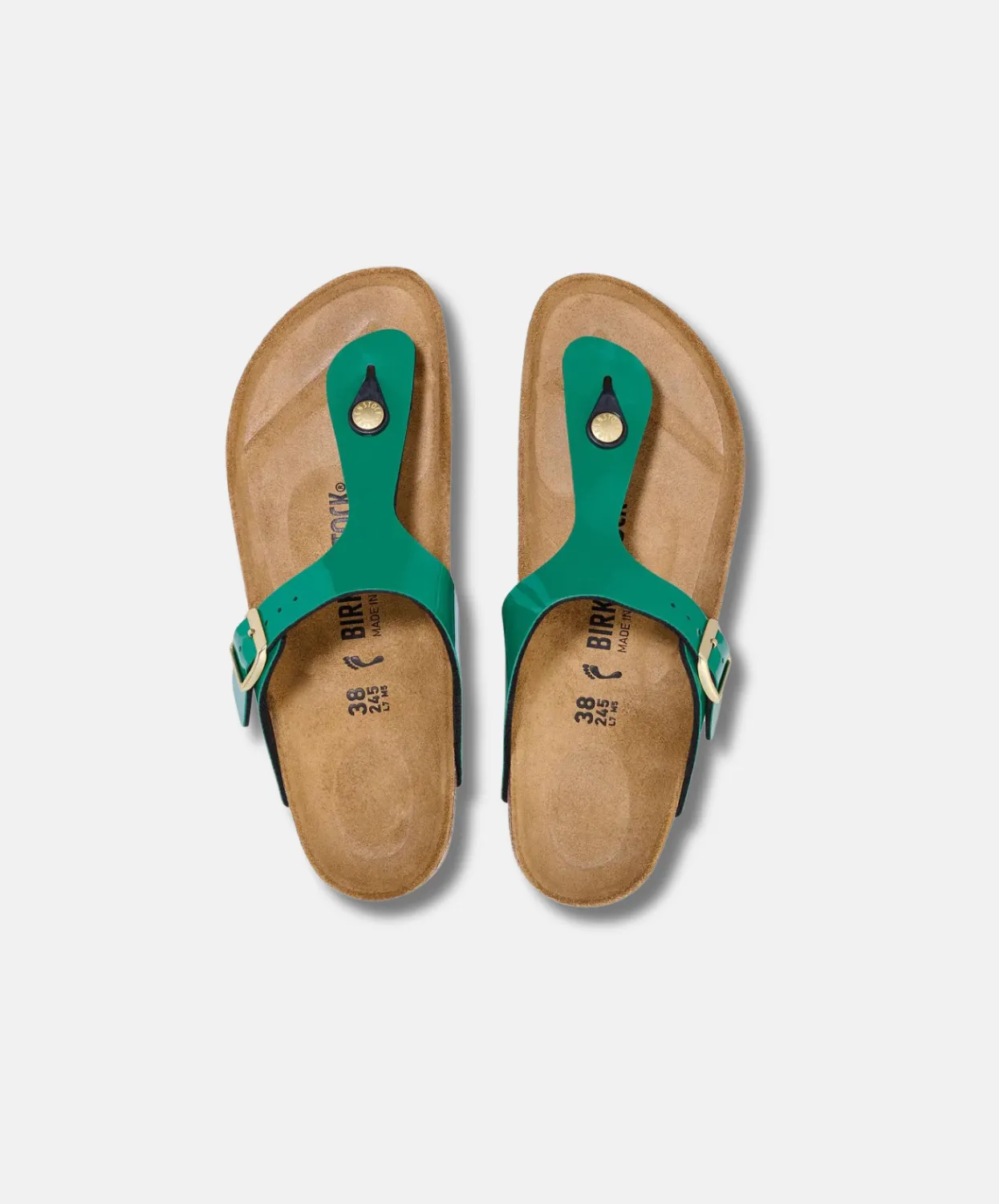 Birkenstock Gizeh Birko-Flor Digital Green Patent Sandals