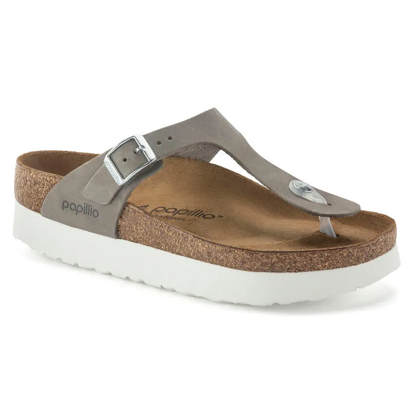 Birkenstock Women's Gizeh Platform Nubuck Leather (Dove Gray - Wide Fit)