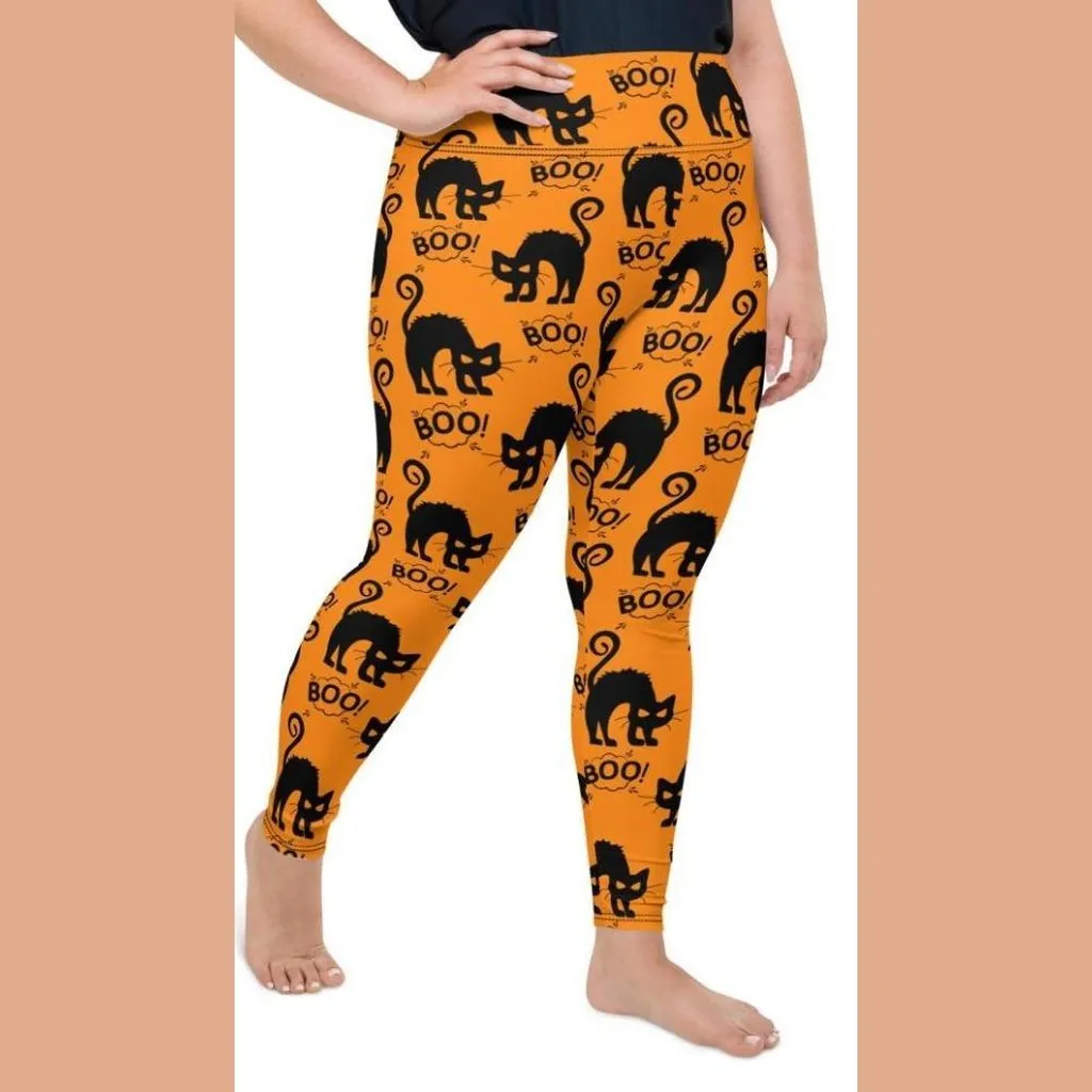 Black Kitty Halloween Plus Size Leggings