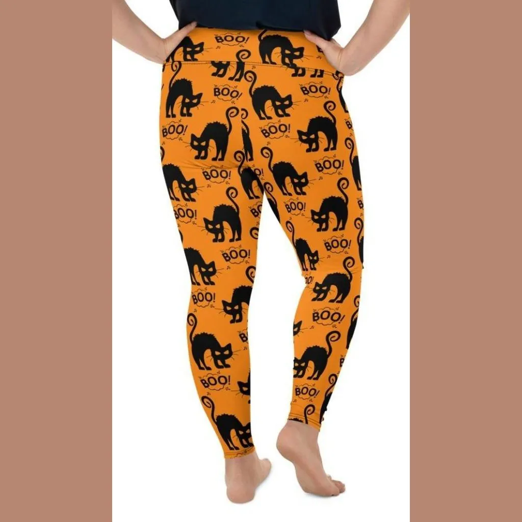 Black Kitty Halloween Plus Size Leggings