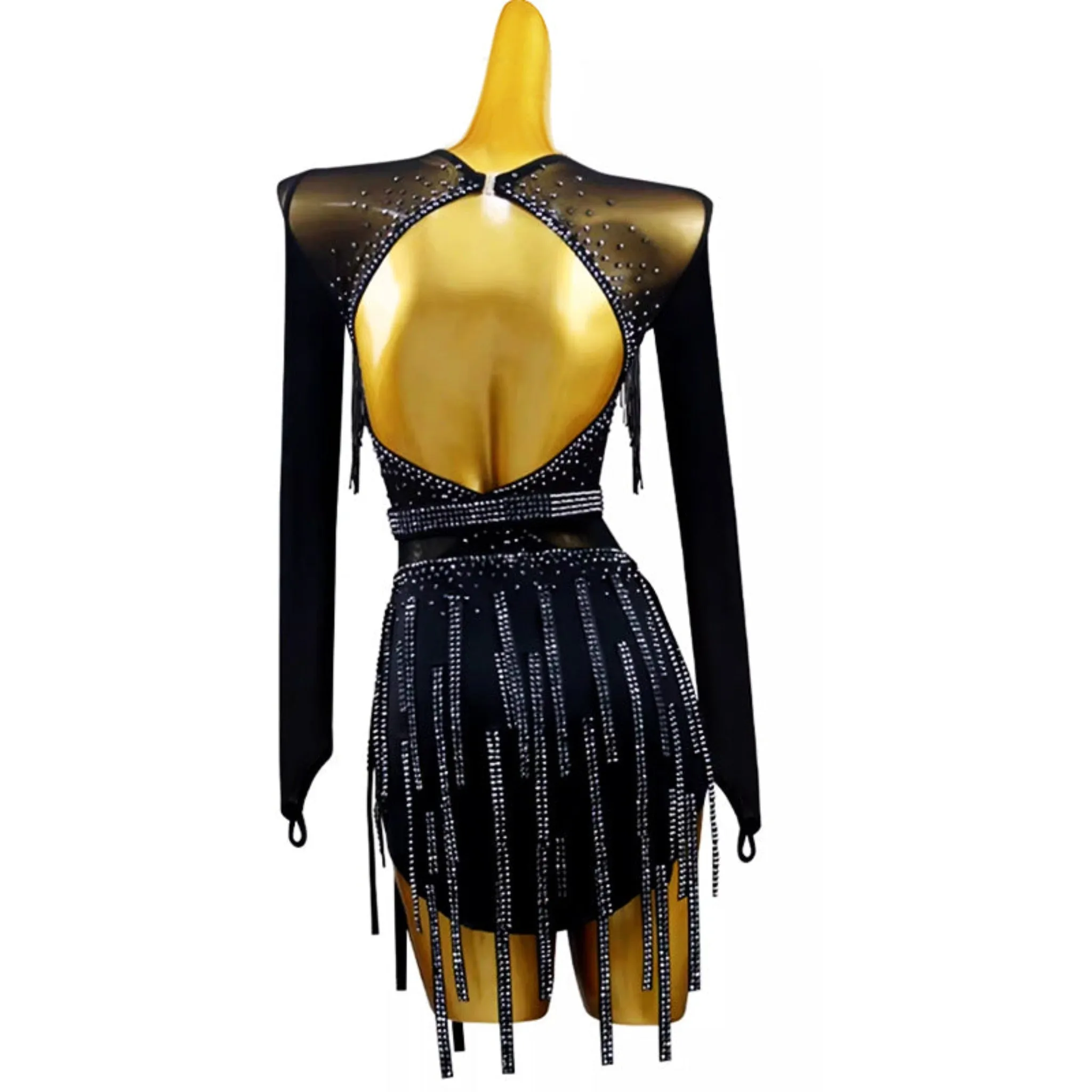 Black Rain Latin Custom Dance Dress | LQ458