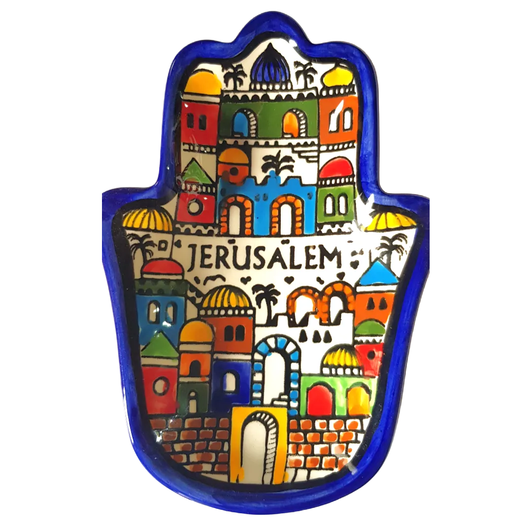 Bluenoemi Armenian Ceramic Hamsa Blessing for Home Jerusalem View Beautiful Design