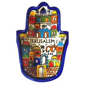 Bluenoemi Armenian Ceramic Hamsa Blessing for Home Jerusalem View Beautiful Design