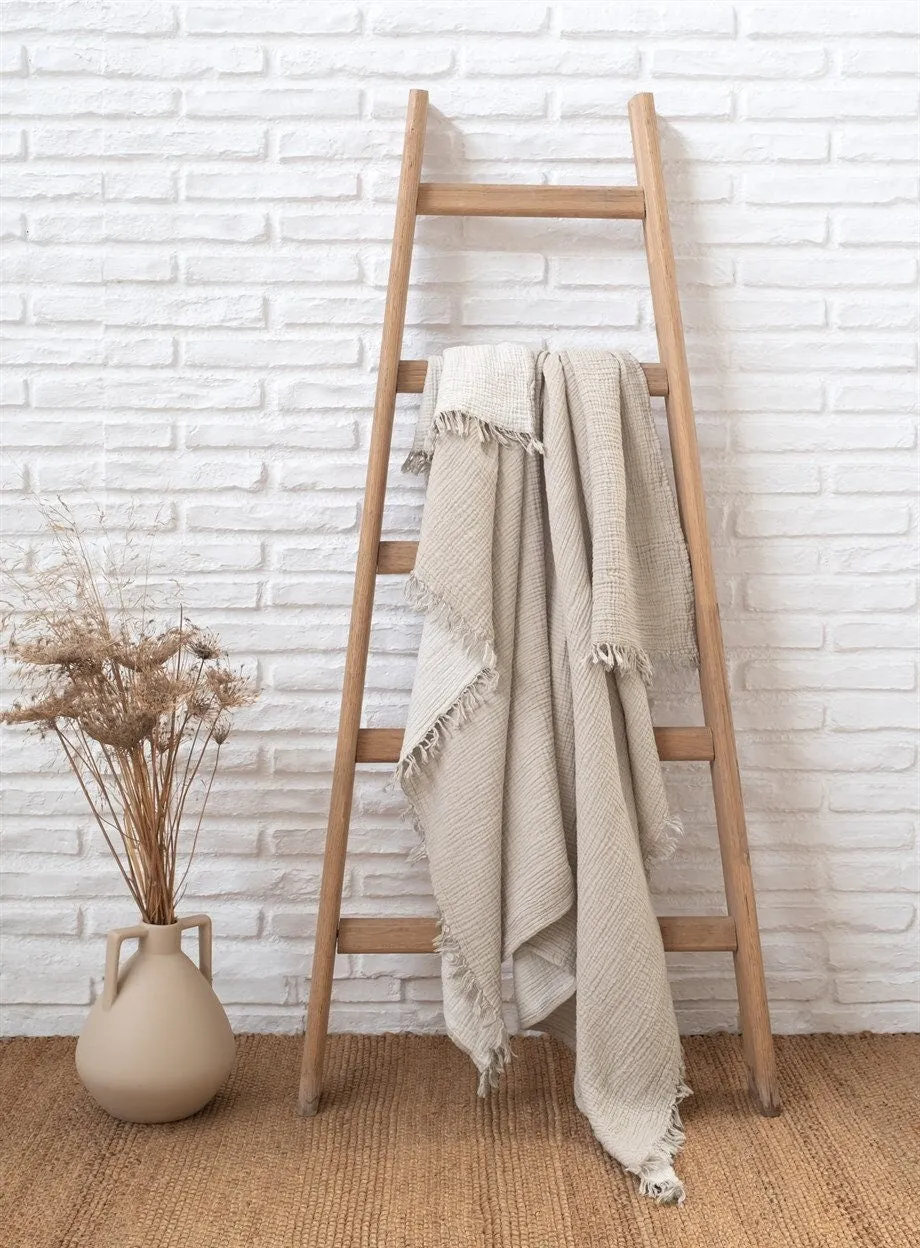 Boho Cotton Throw Blanket 130x170 Beige/Off White