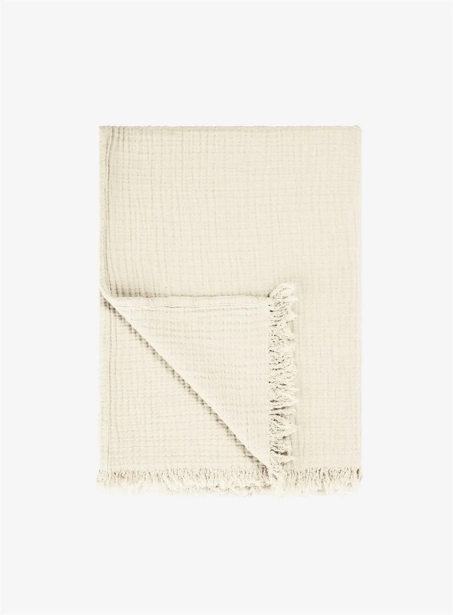 Boho Cotton Throw Blanket 130x170 Beige/Off White