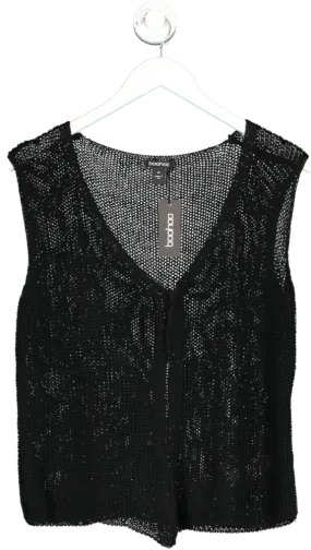 boohoo Black Hook And Eye Loose Knitted Waistcoat UK M