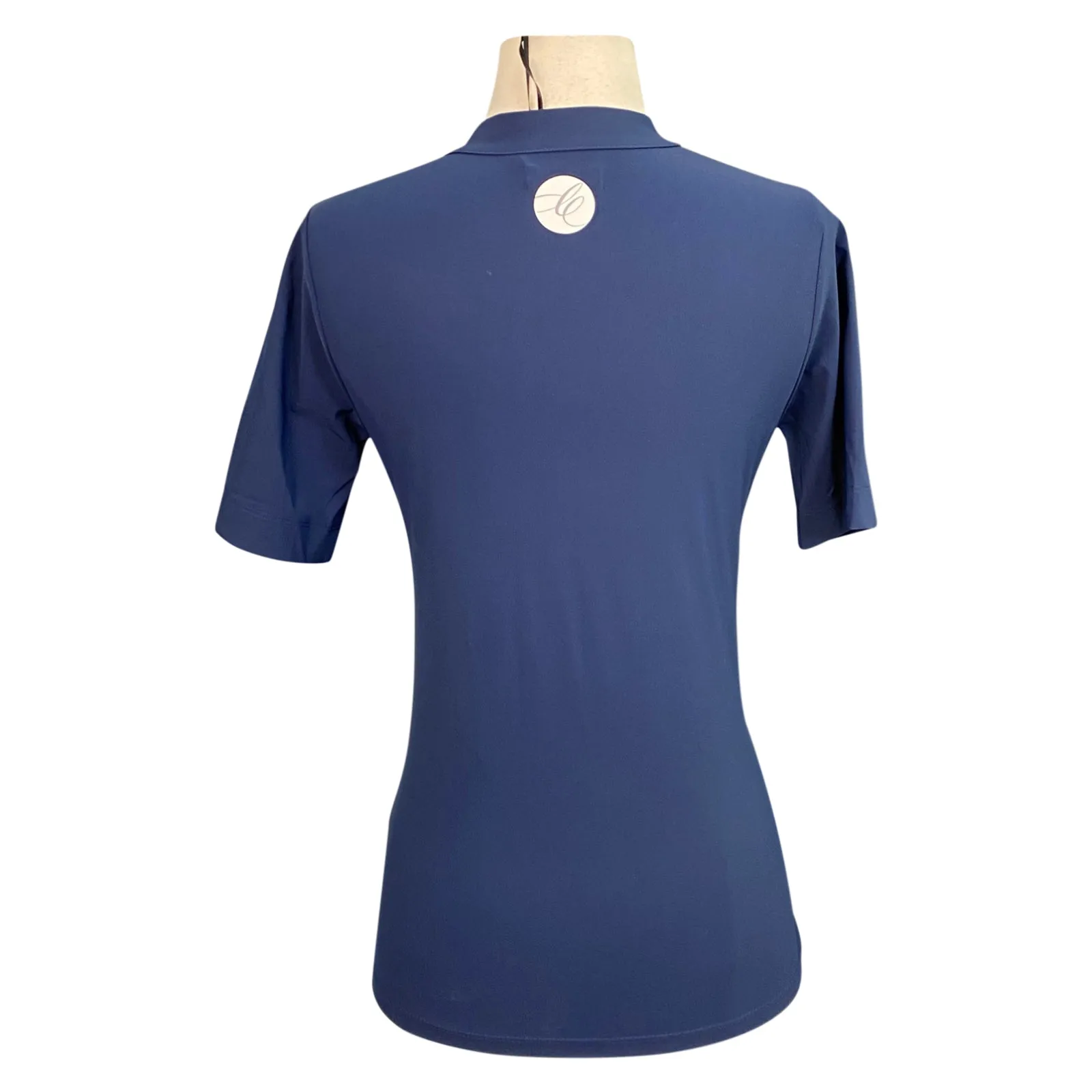 CALLIDAE Short Sleeve Tech Polo in Navy/White Ribbon - Women's Small