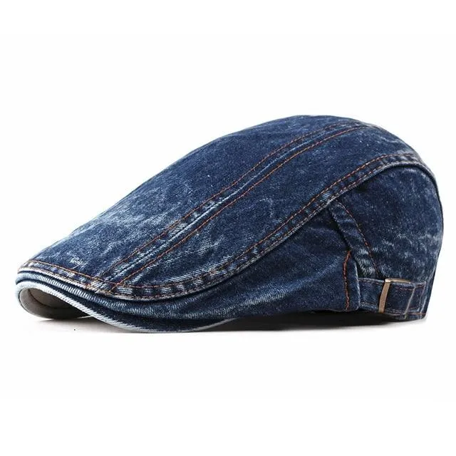 Casual Denim Ivy Irish Cabbie Scally Duckbill Gatsby Flat Cap