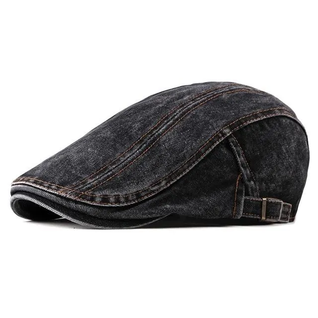 Casual Denim Ivy Irish Cabbie Scally Duckbill Gatsby Flat Cap