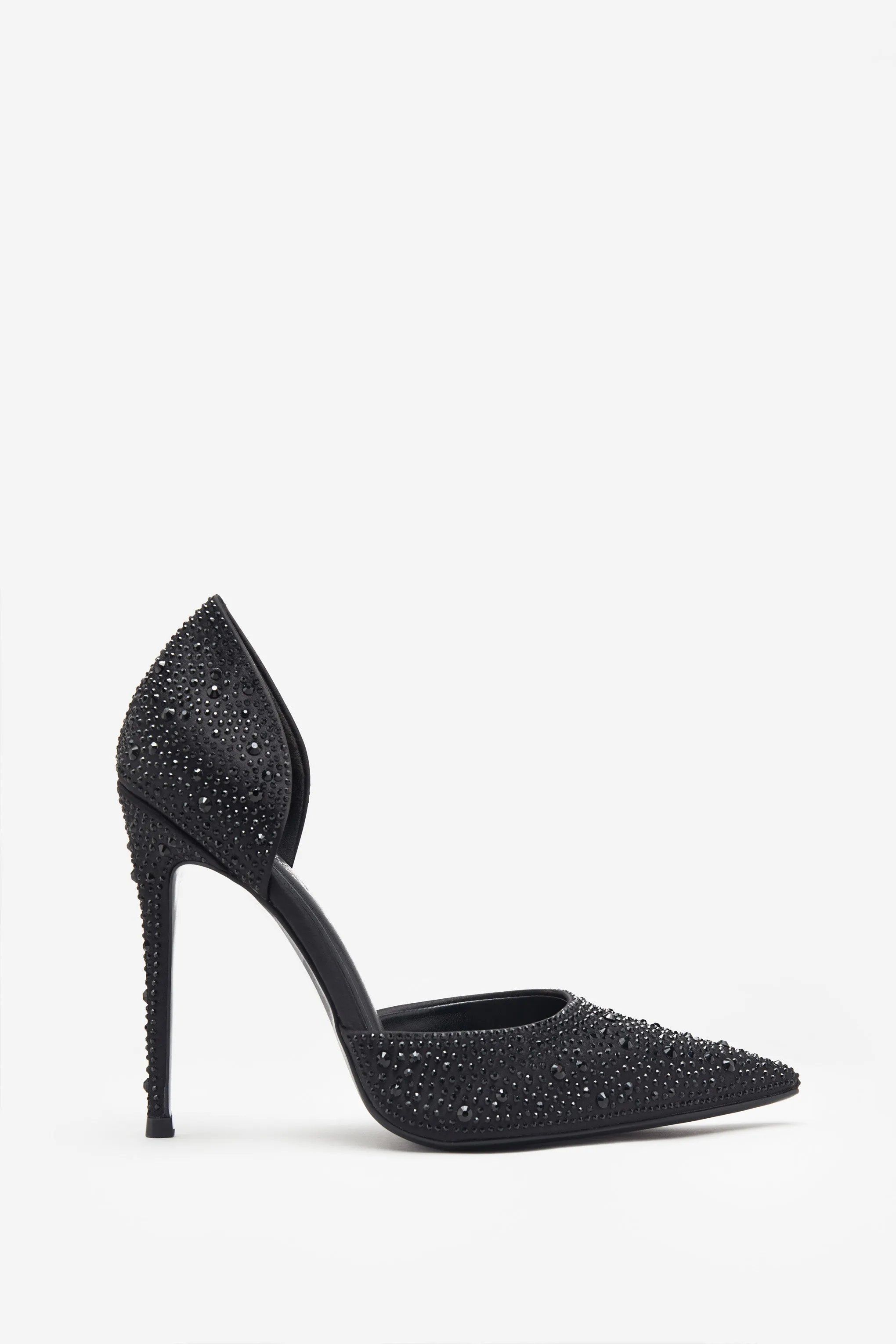 Catcher | Black Diamante Pointed Court Heels