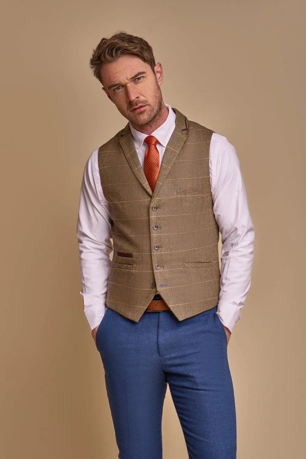 Cavani Orson Blue Suit with Albert Brown Waistcoat