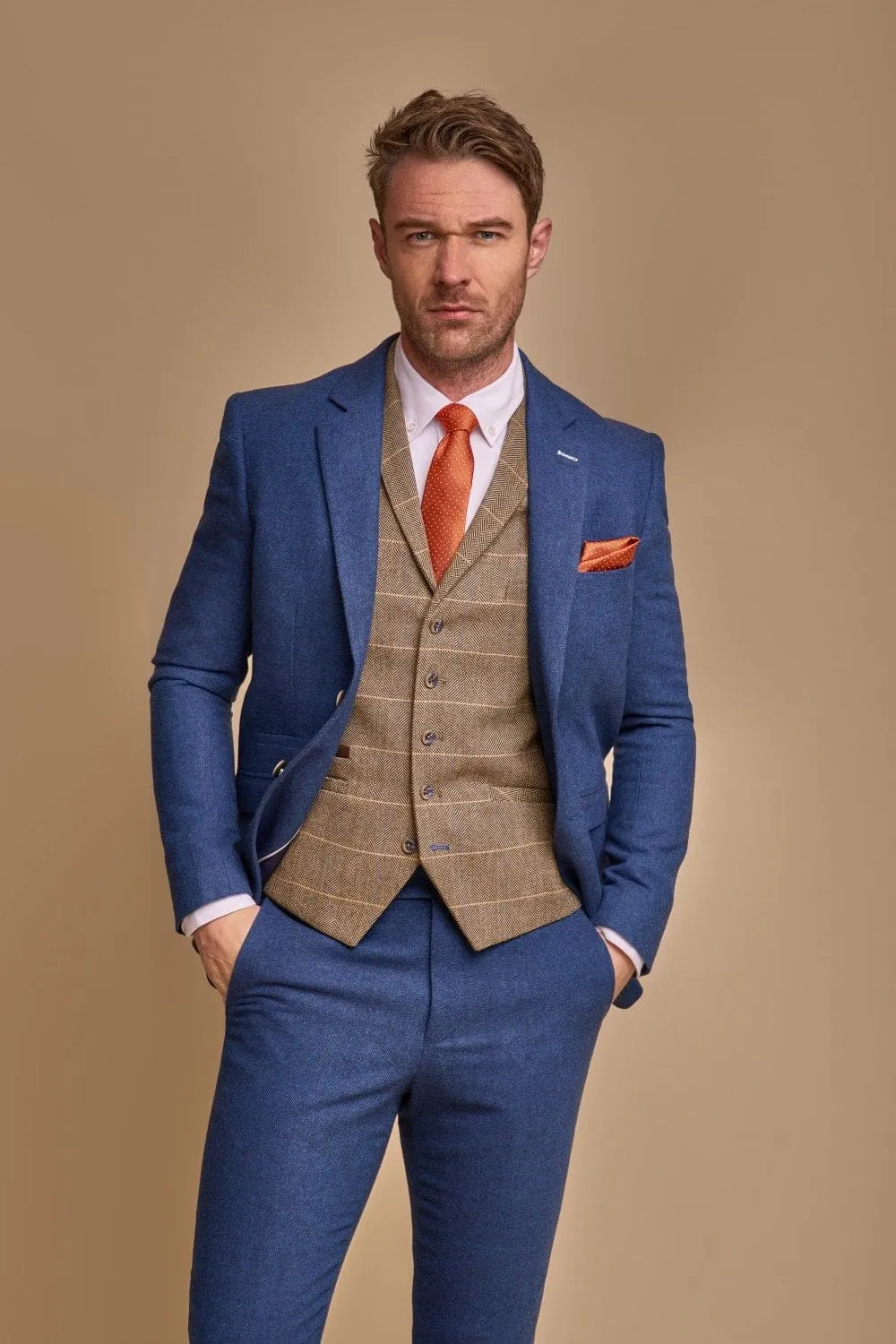 Cavani Orson Blue Suit with Albert Brown Waistcoat