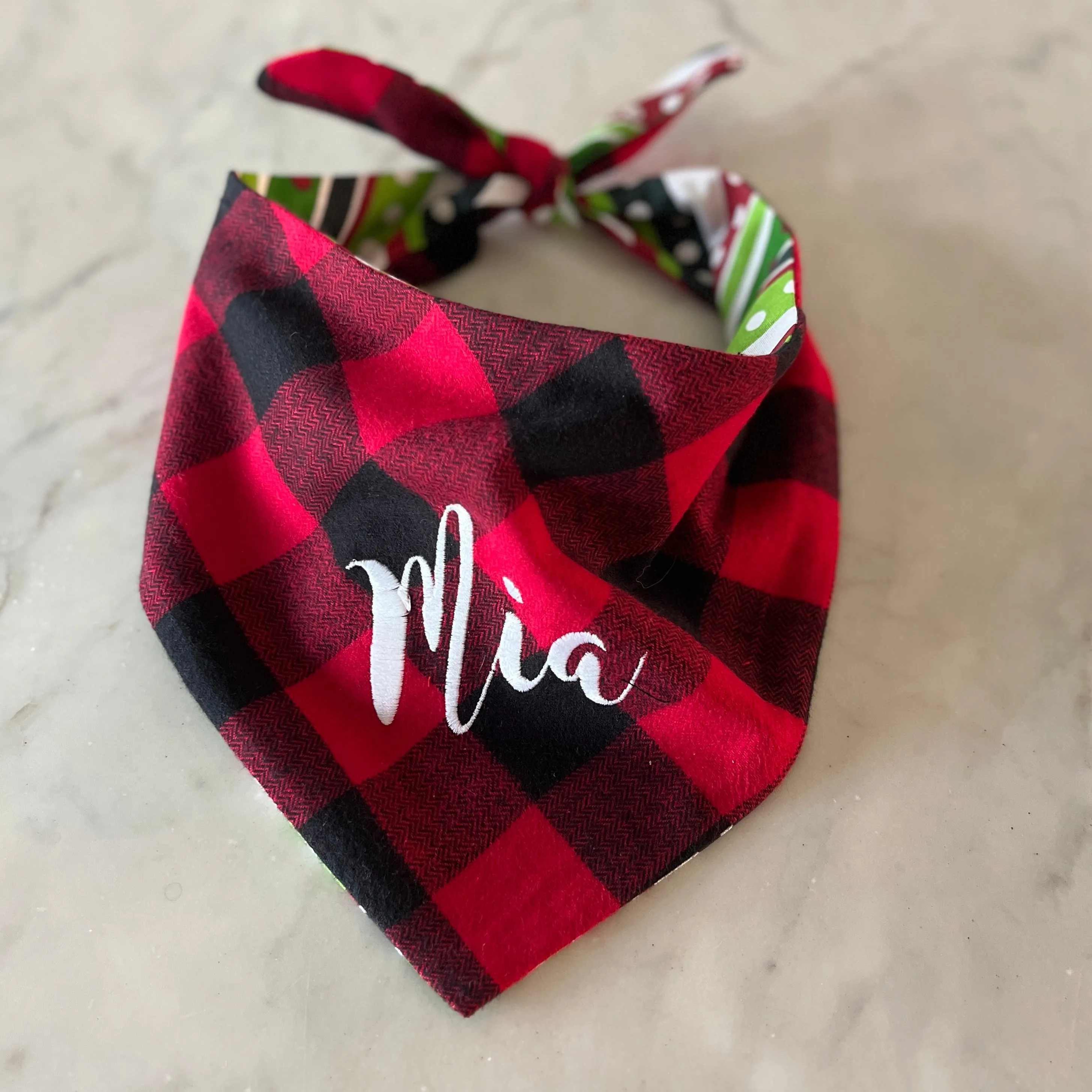 Christmas Plaid Flannel Holiday Dog Bandanas