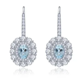 Classic Oval Aquamarine Drop Earrings - 925 Sterling Silver