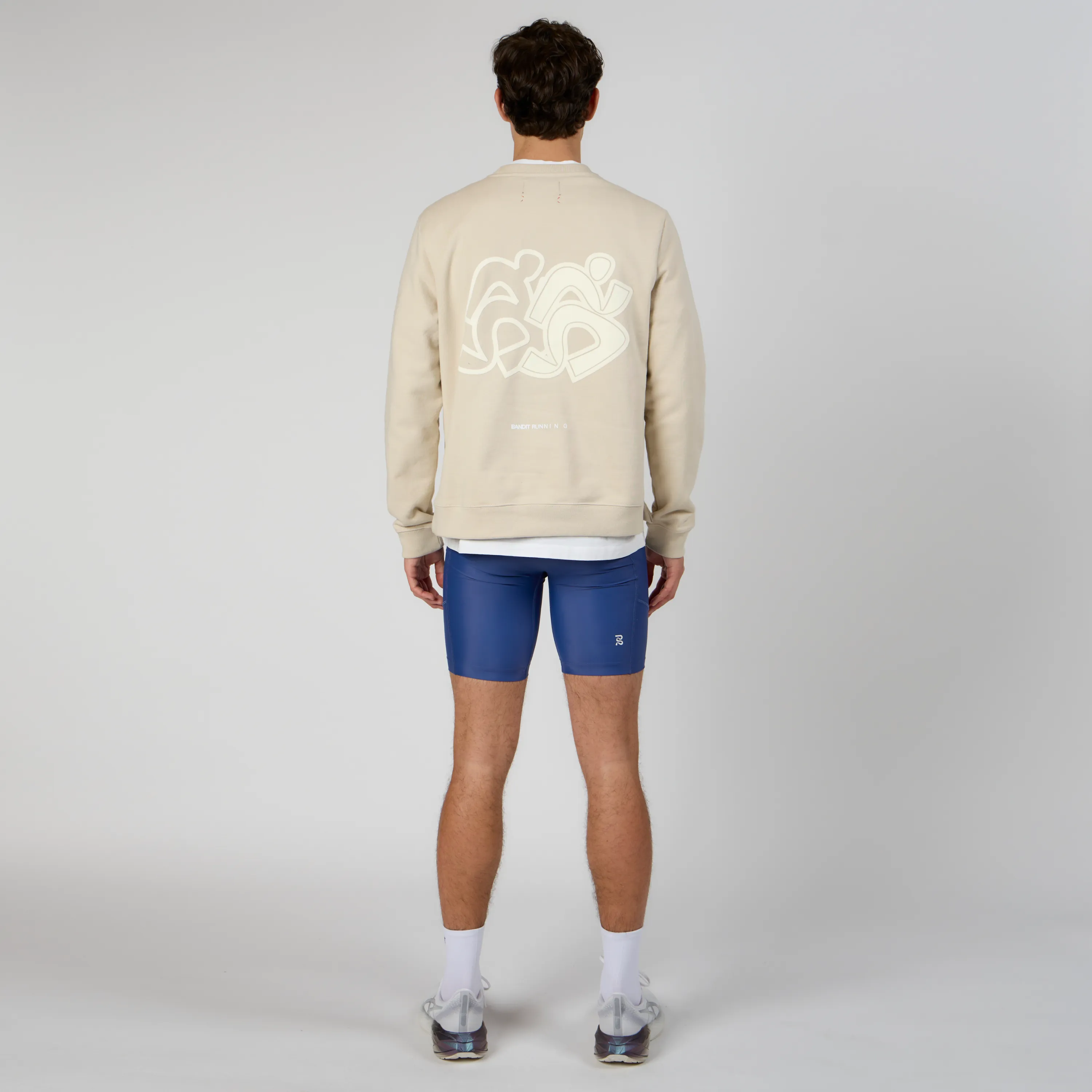 Cotton Fleece Mirrored Runner Crewneck - Champagne