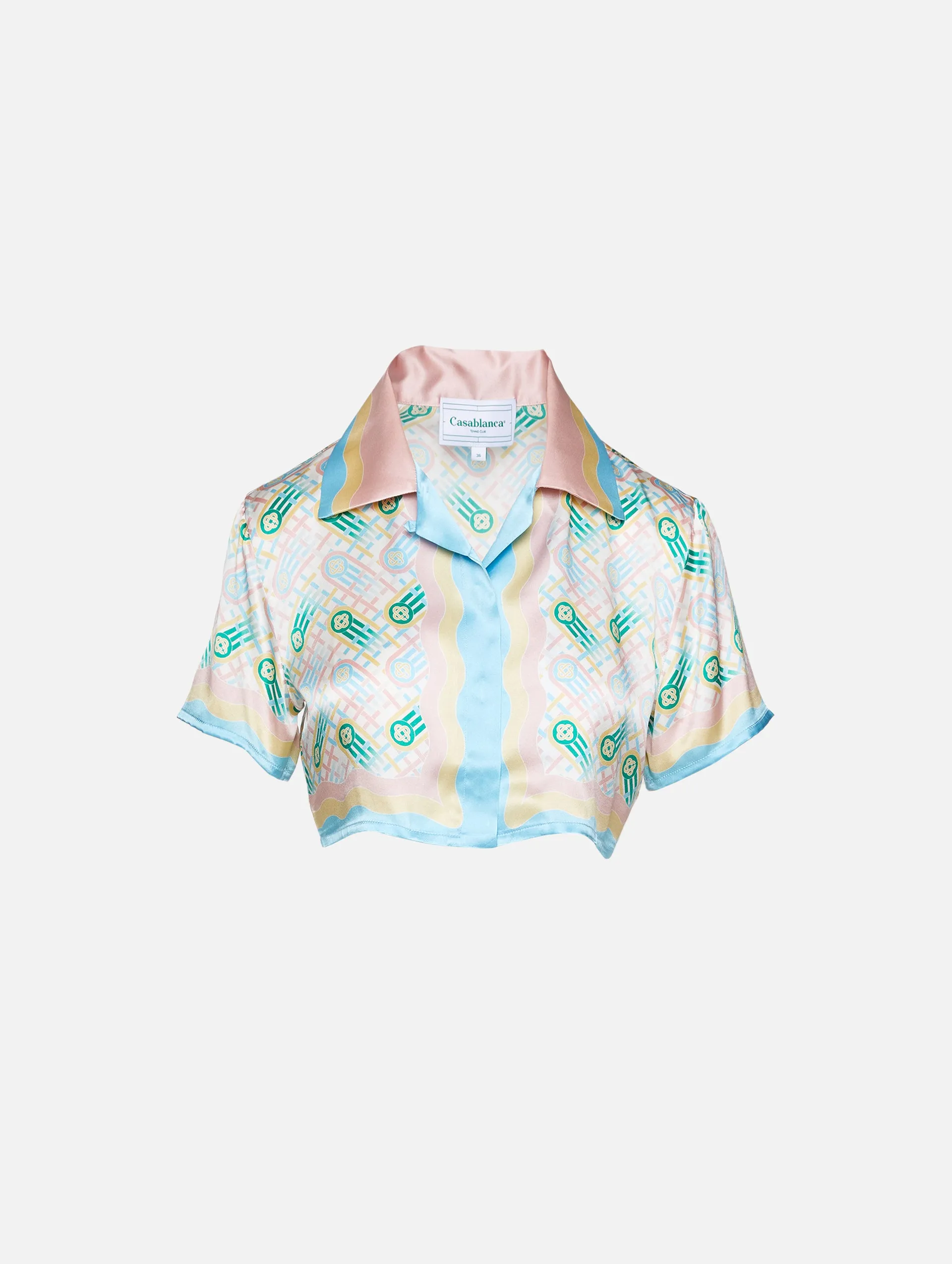 Cuban Collar Cropped Silk Shirt