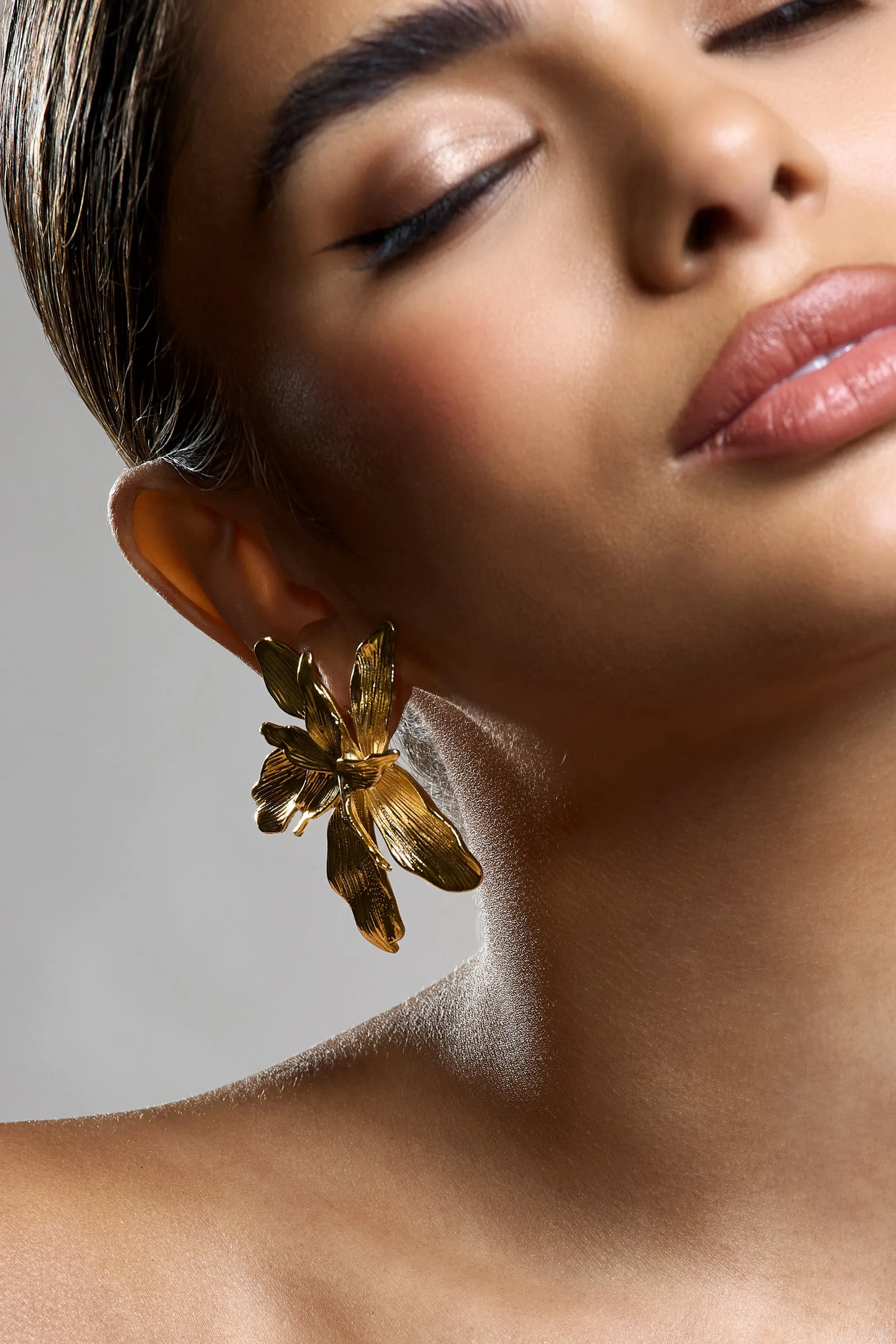 Currant | Gold Statement Flower Earrings