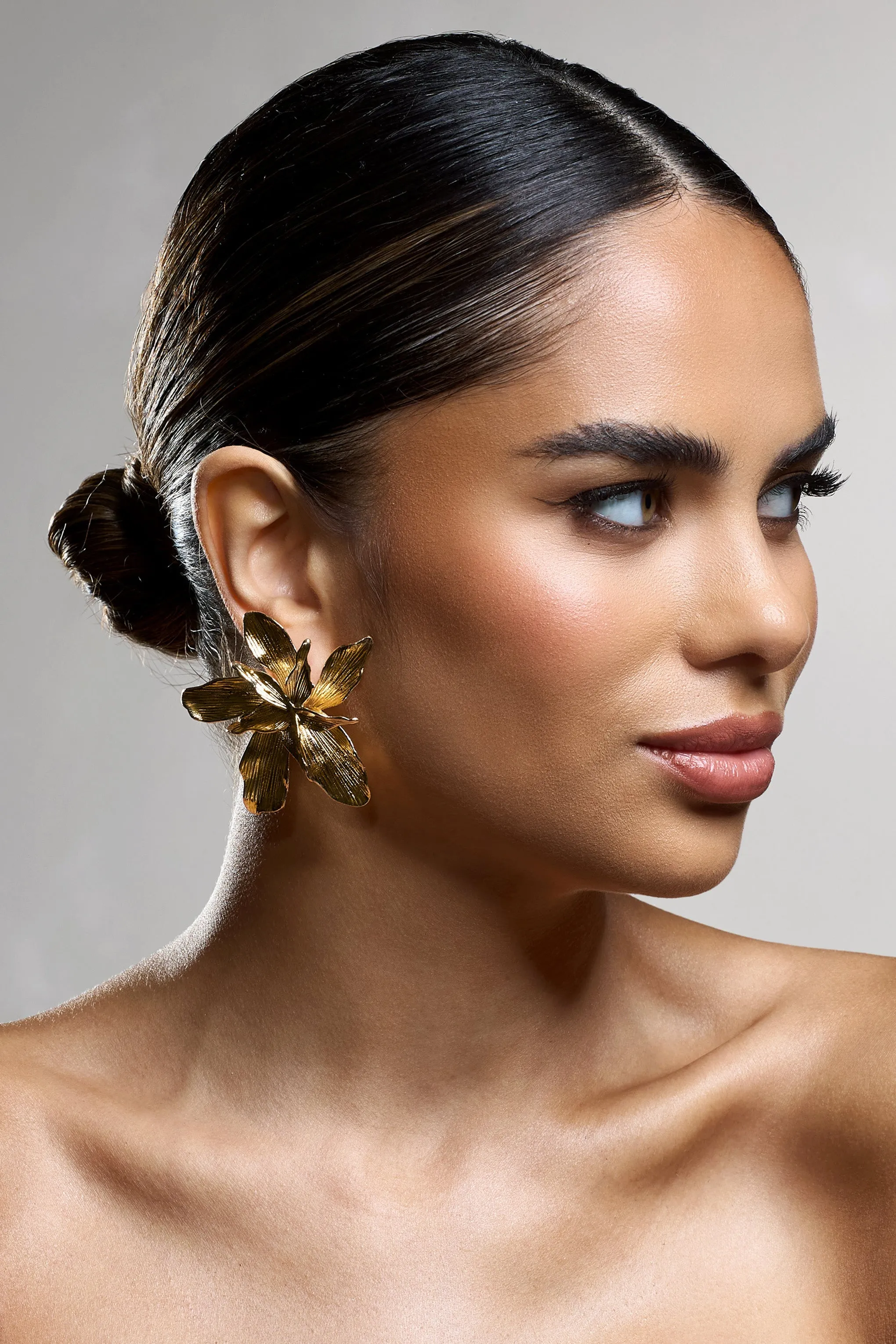 Currant | Gold Statement Flower Earrings