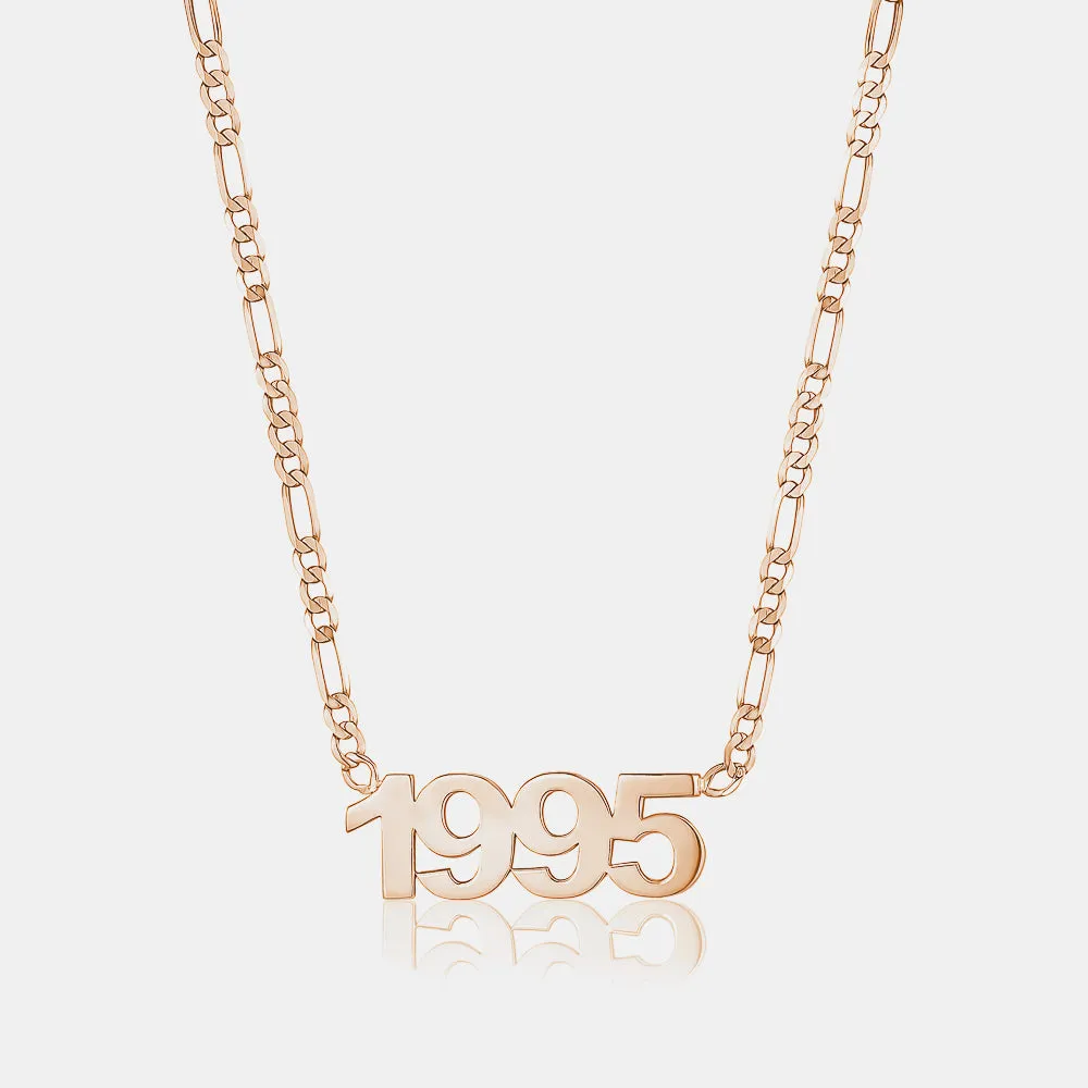 Custom Date Figaro Chain Necklace