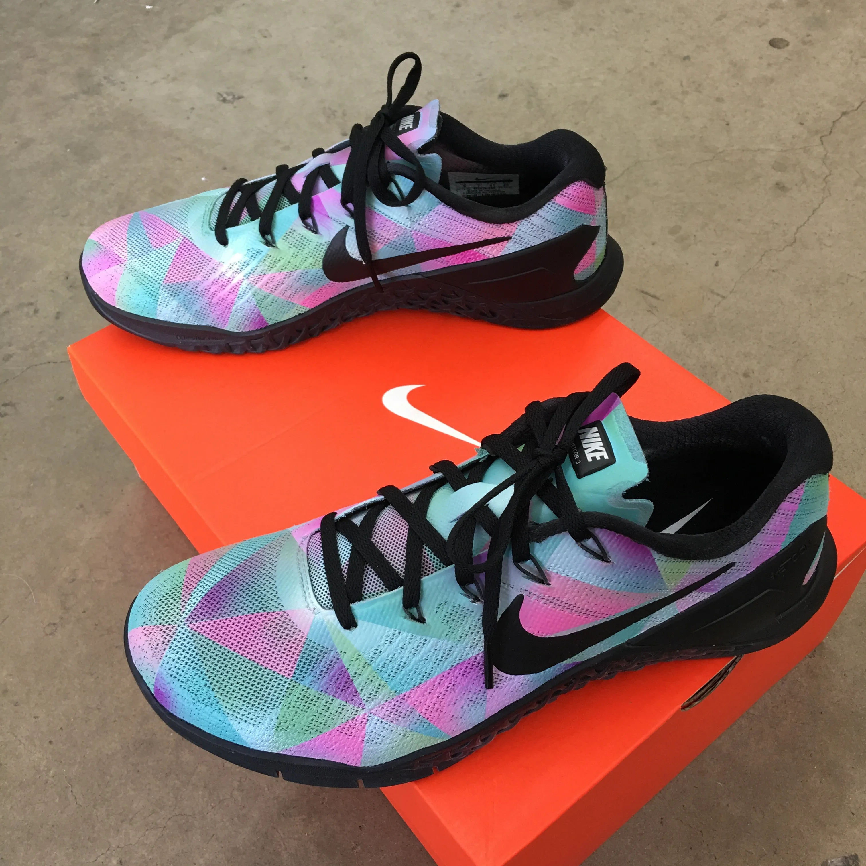 Custom Painted Pastel Prism Nike Metcon 4 Trainers