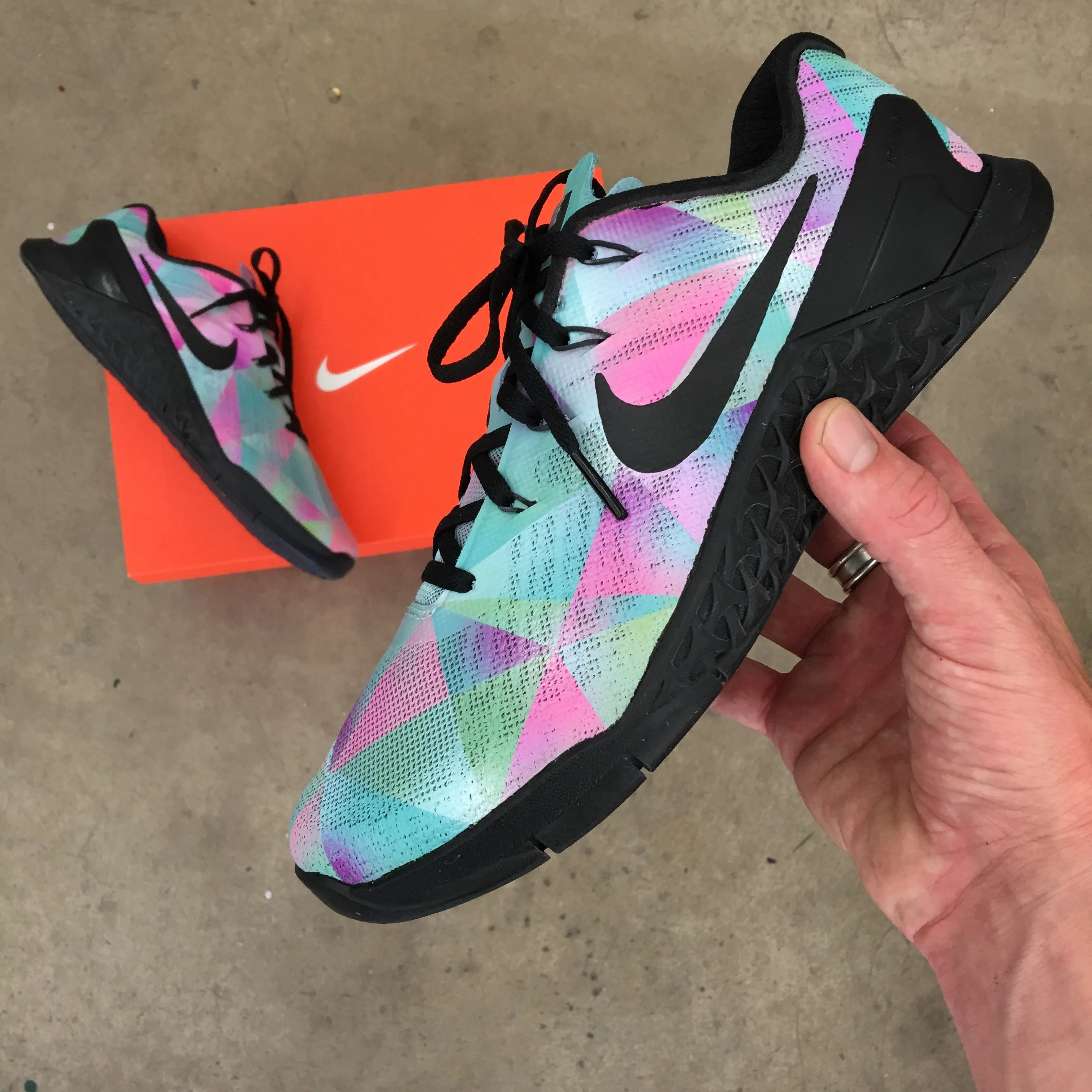 Custom Painted Pastel Prism Nike Metcon 4 Trainers